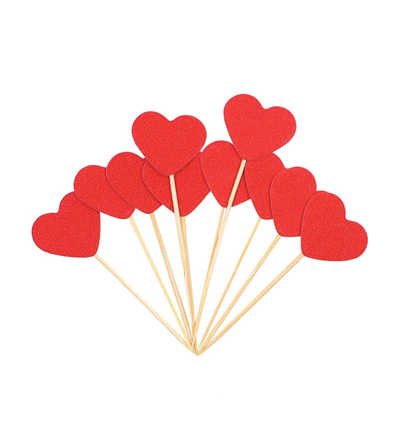 50 Pcs Heart Cupcake Toppers Glitter Sweet Love Cake Toppers Wedding Engagement Cupcake Picks Birthday Valentines Day Cake Decorations for Bridal Shower Red - Buy Online on SooperMarket.com
