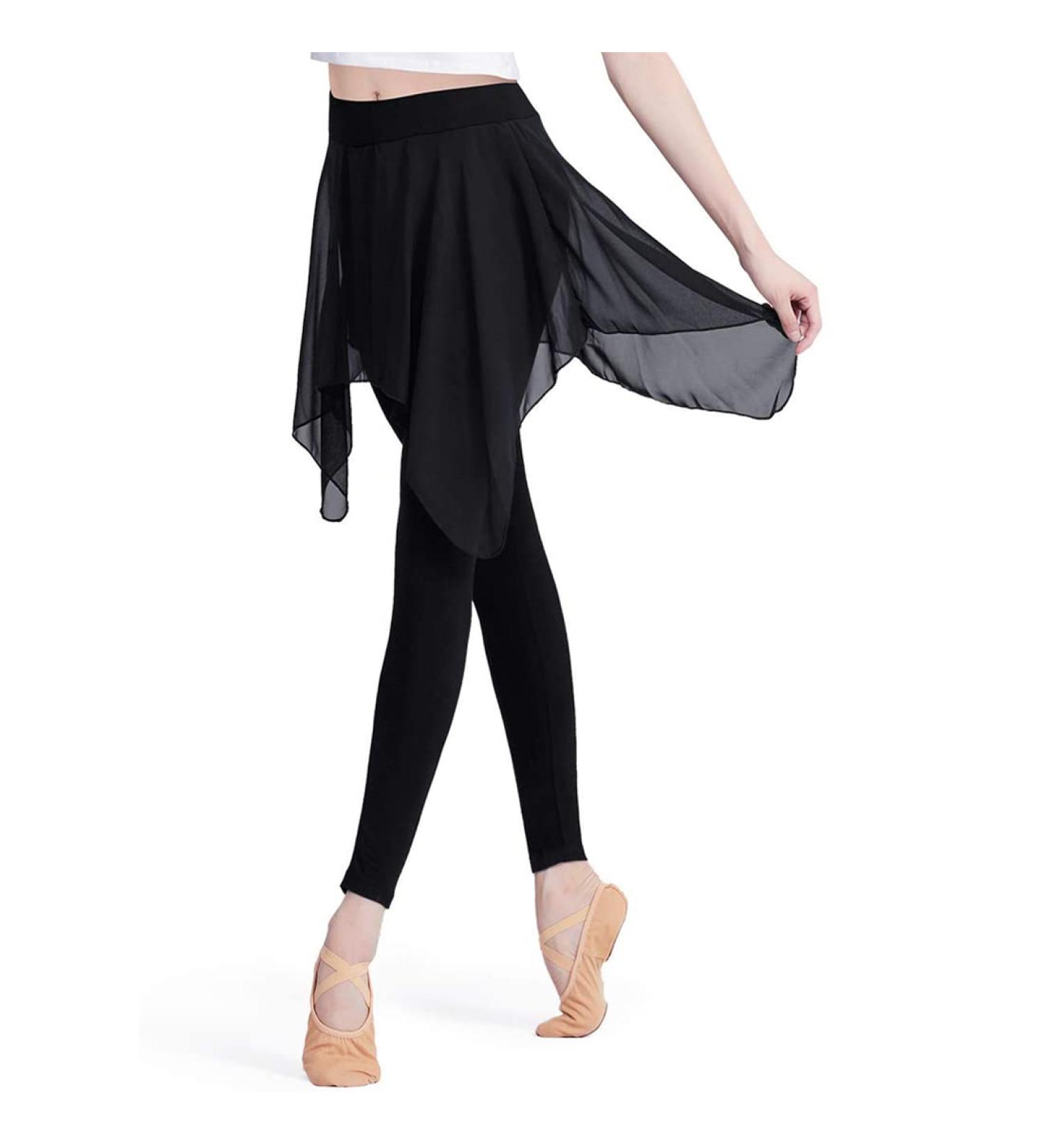 Skirted Leggings for Women Stretchy Yoga Pants with Chiffon Skirt for Ballet Dance | Medium Size - Buy Online on SooperMarket.com