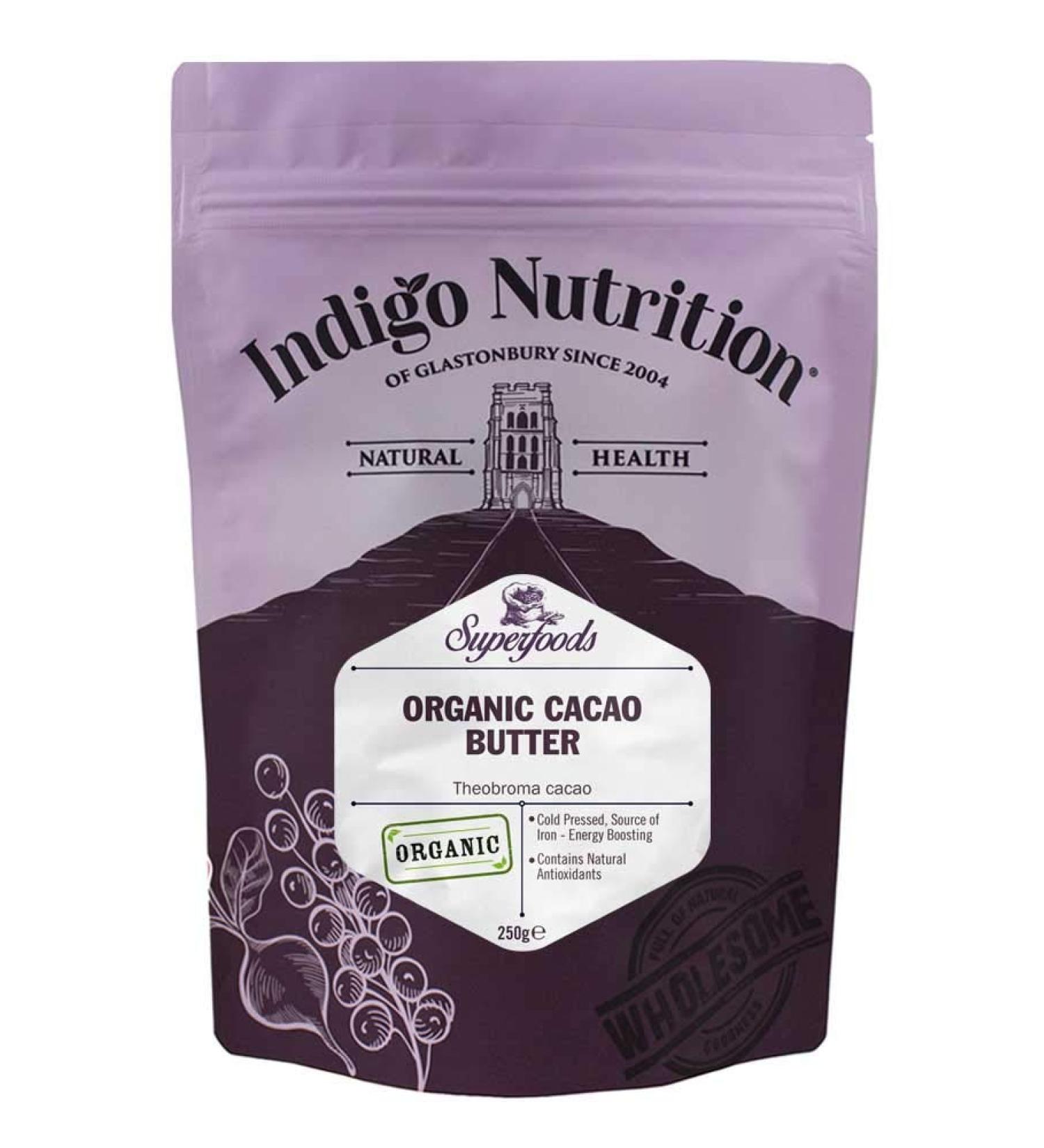 Indigo Herbs Organic Cacao Butter 250g Pure, Raw, Unrefined | Pack of 1 - Buy Online on SooperMarket.com
