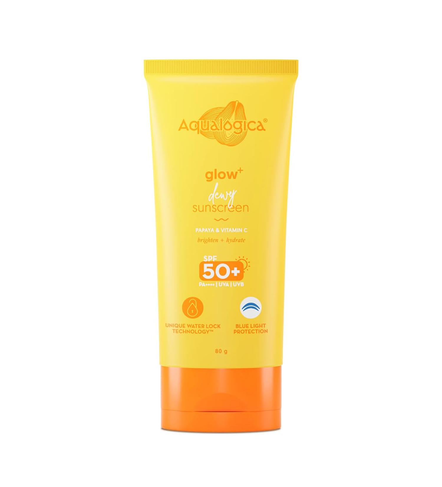 Glow+ Dewy Face Sunscreen SPF 50+ | Blue Light Protection No White Cast | Glowing Skin with Papaya & Vitamin C | 2.82 Oz - Shop Now - Buy Online on SooperMarket.com
