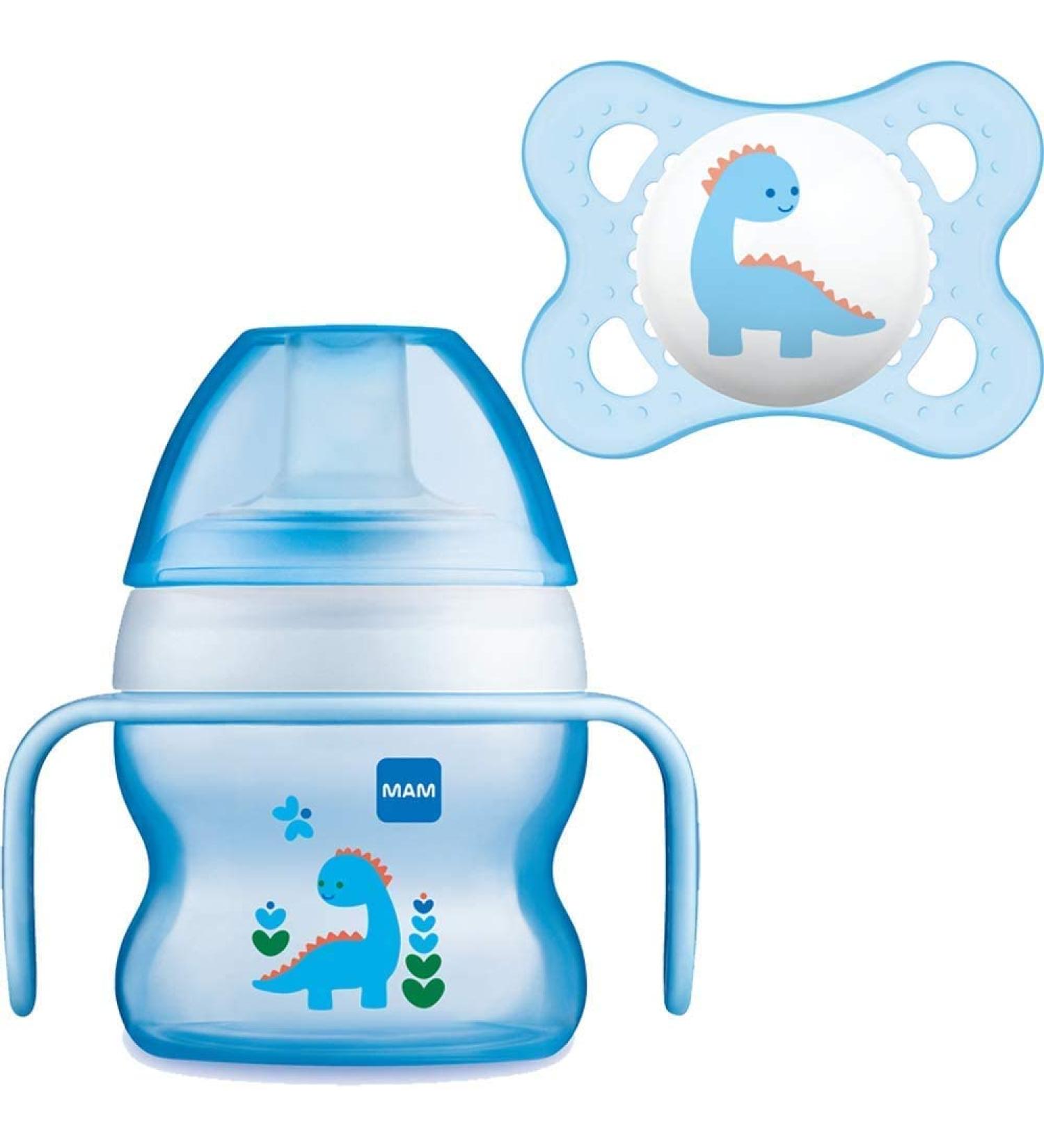 MAM Starter Cup with Handles & Soother - 150ml Blue | 4+ Months Baby Feeding Set - Buy Online on SooperMarket.com