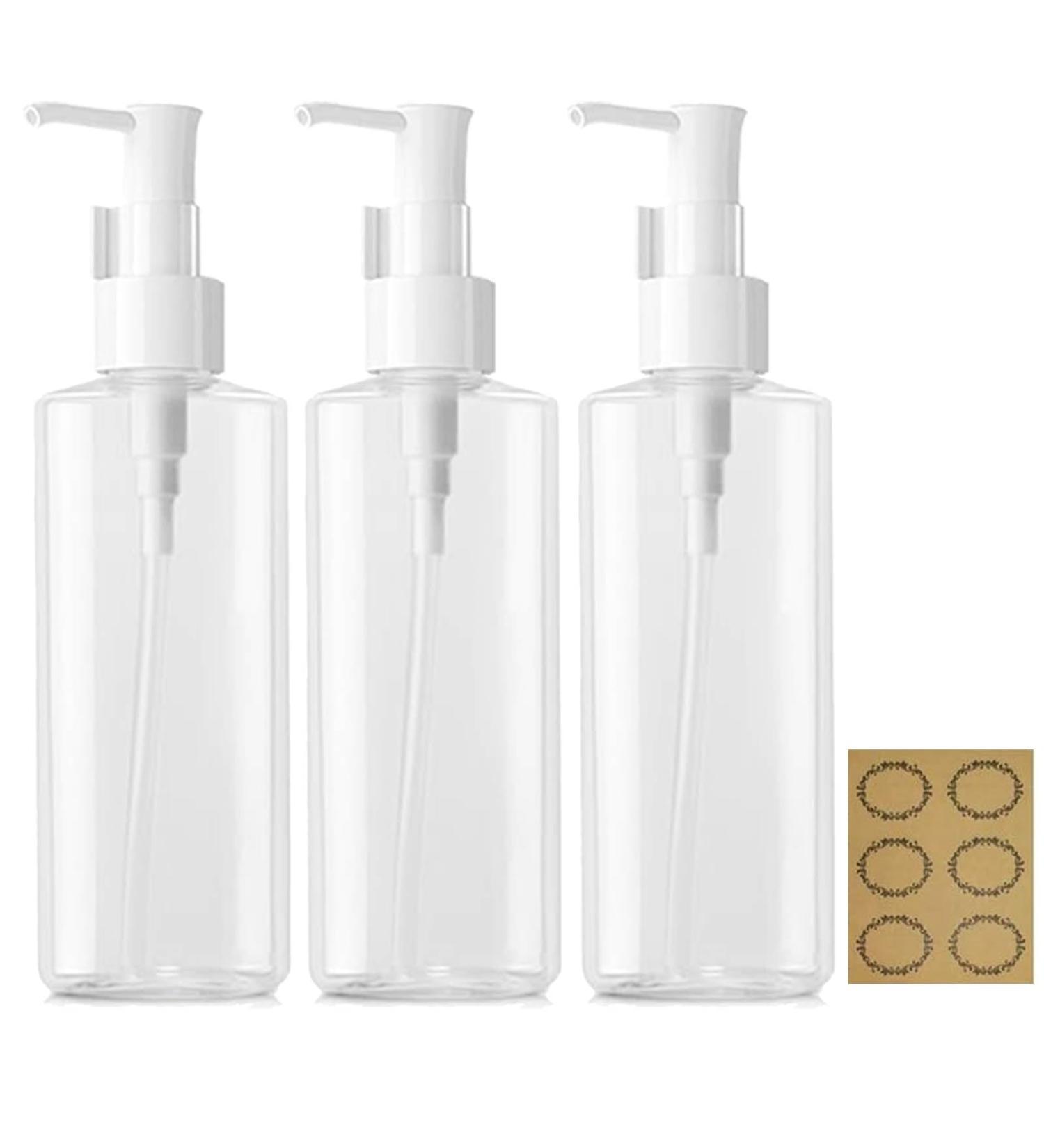 Apstaqeoo 3Pcs 200ML Empty Lotion Dispenser Refillable Clear Plastic Oval Travel Bottles Makeup Cosmetic Flat Container Dispenser with Pump Head for Gel Cream Shampoo Massage Cleansing Oil 3pcs X 200ml - Buy Online on SooperMarket.com