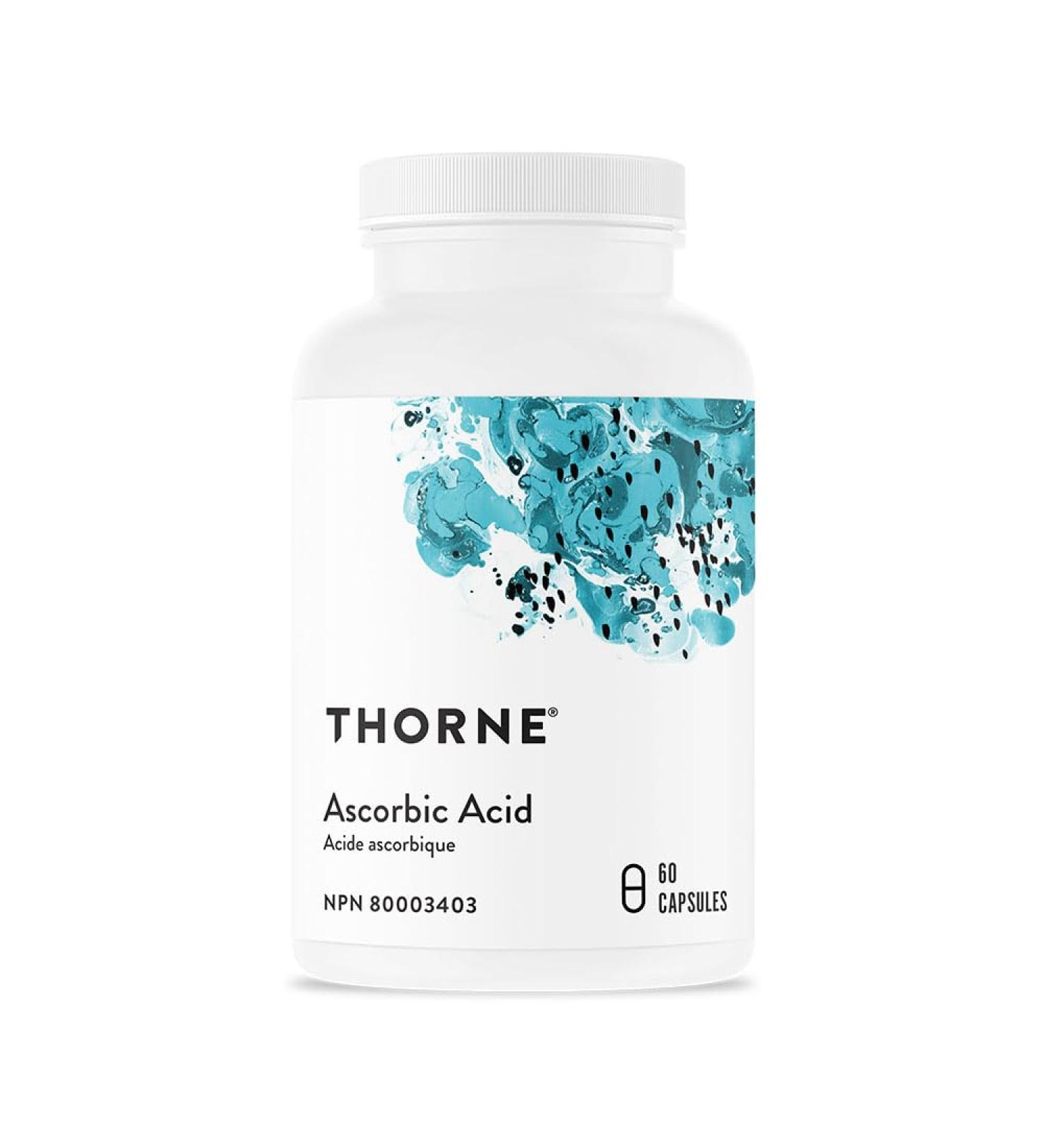 Thorne Ascorbic Acid (One Gram) - Vitamin C Supplement for Antioxidant Support and Healthy Immune Function - 60 Capsules - Buy Online on SooperMarket.com