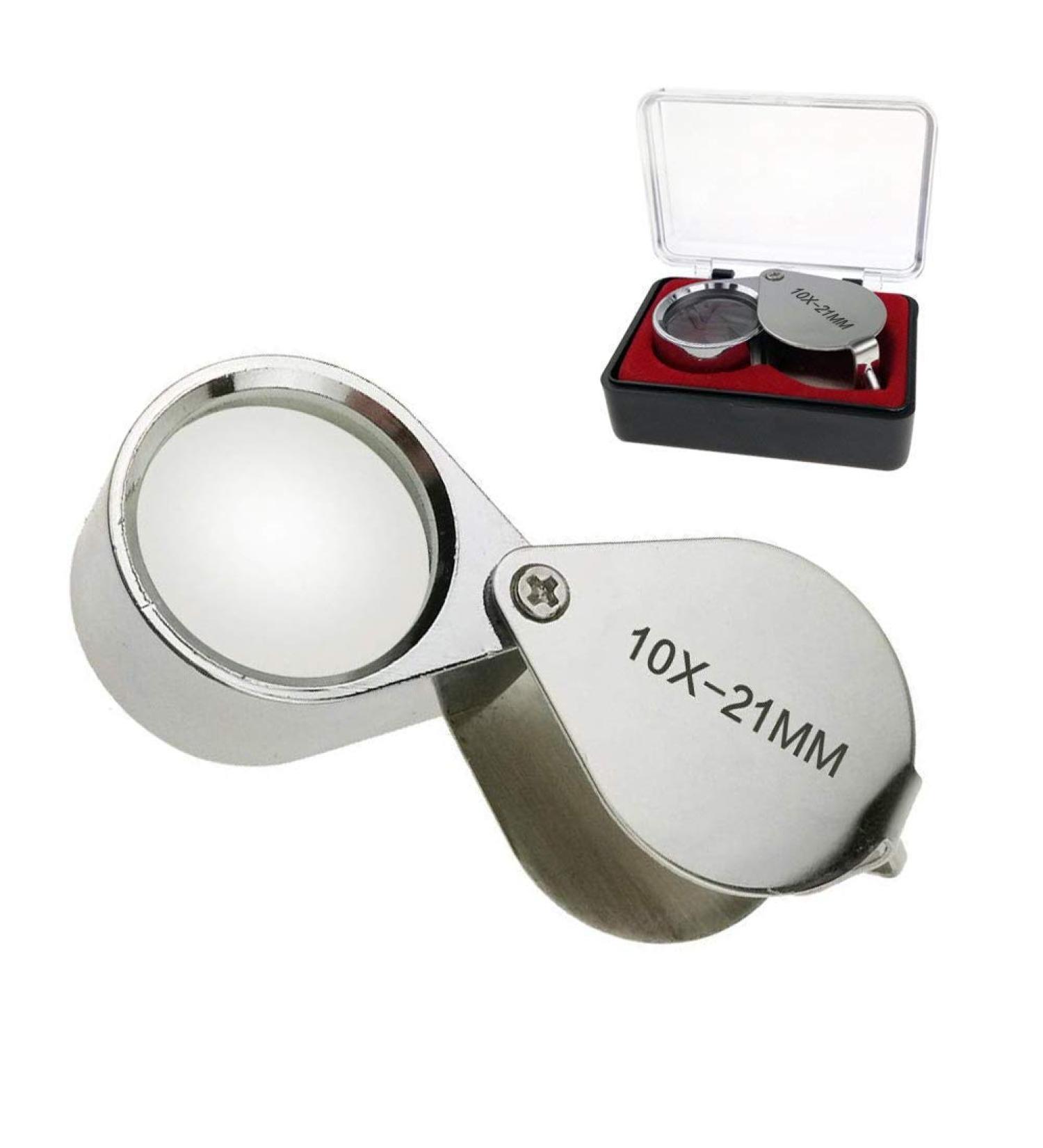 10x Glass Jeweler Loupe Loop Eye Magnifier - Metal Body Silver (10x21mm) - Buy Online on SooperMarket.com