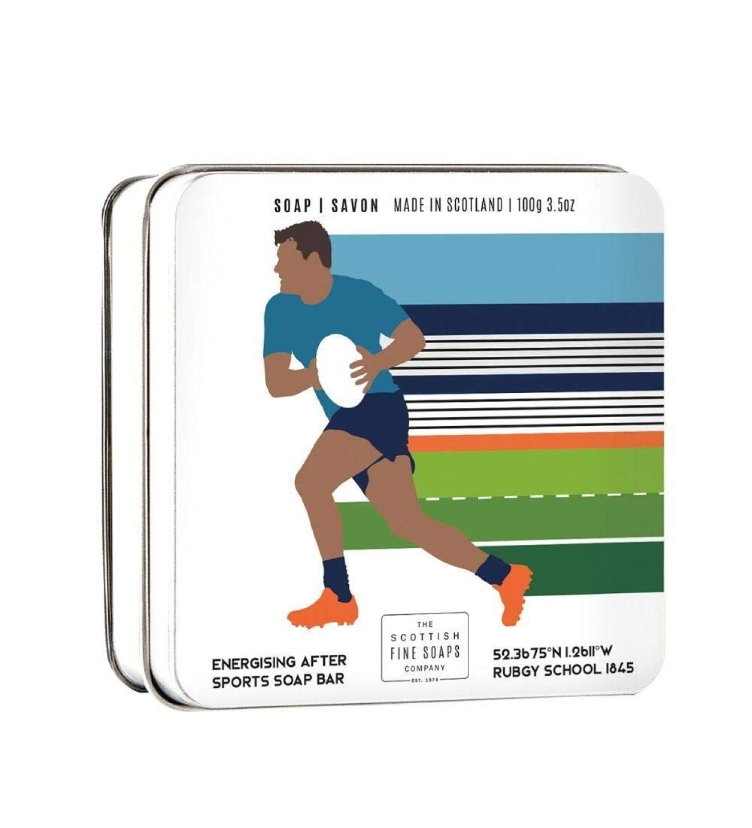 Rugby Themed 100g Tinned Soap Bar by Scottish Fine Soaps