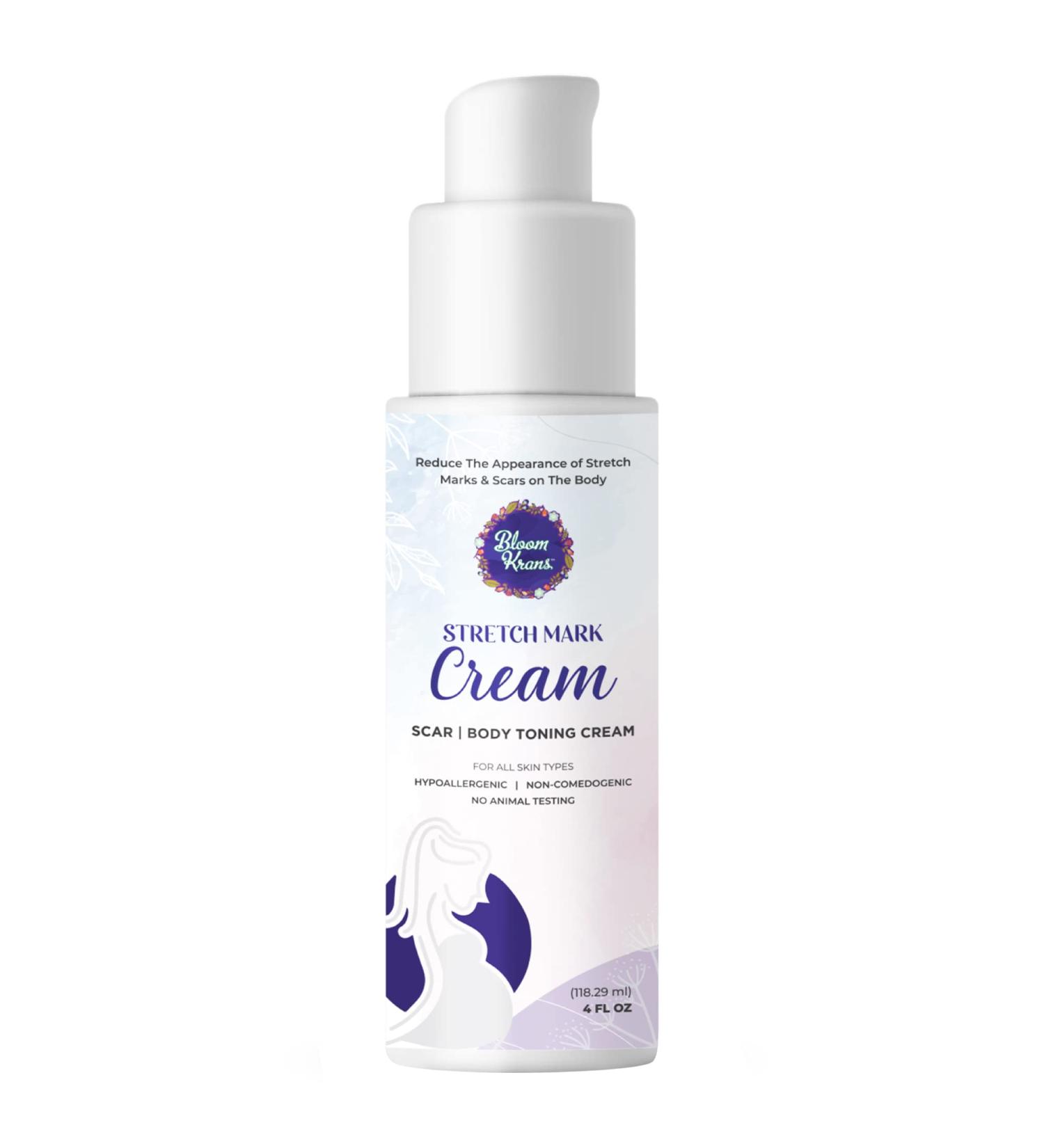 Bloom Krans Stretch Mark Cream for Pregnancy | Moisturizing Stretch Mark Remover & Prevention Lotion for Pregnant Belly & Postpartum Essentials - Buy Online on SooperMarket.com