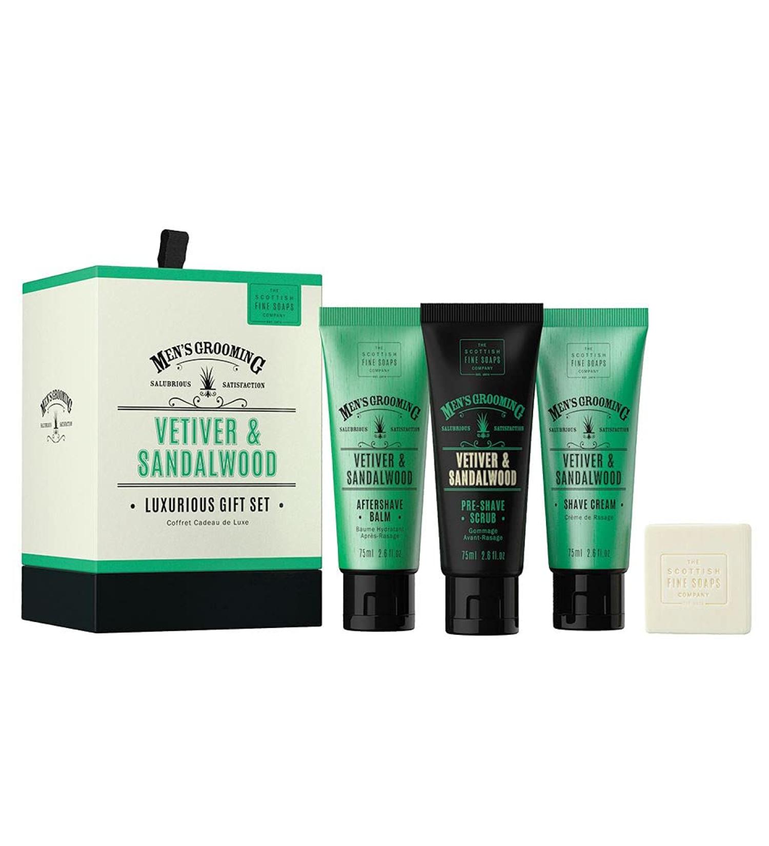 Men's Grooming by The Scottish Fine Soaps Company Vetiver & Sandalwood Luxurious Gift Set - Buy Online on SooperMarket.com