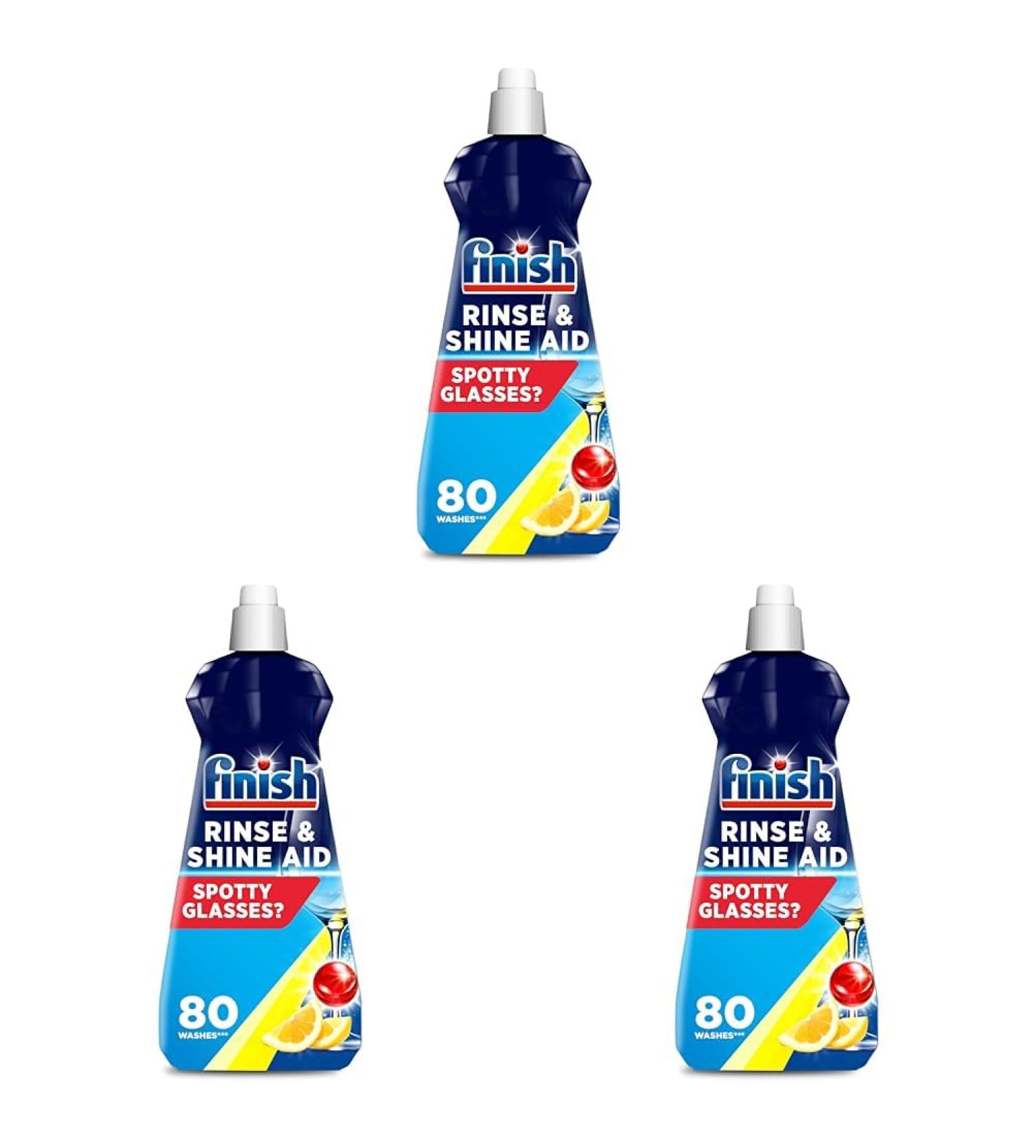 Finish | Finish Dishwasher Rinse & Shine Aid | Lemon| 400ml | For Drier Glasses and Spot Prevention (Pack of 3) - Buy Online on SooperMarket.com