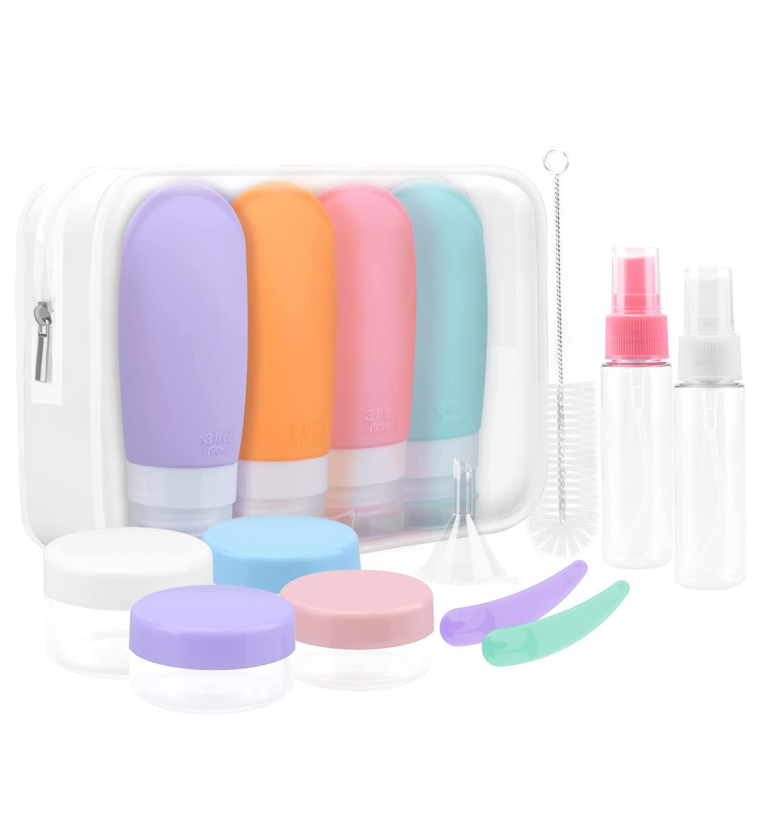 Etopgo Silicone Travel Bottles Set - 16 TSA Approved Multicolor Fillable Containers for Shampoo Lotion & More | Travel Size Essentials - Buy Online on SooperMarket.com