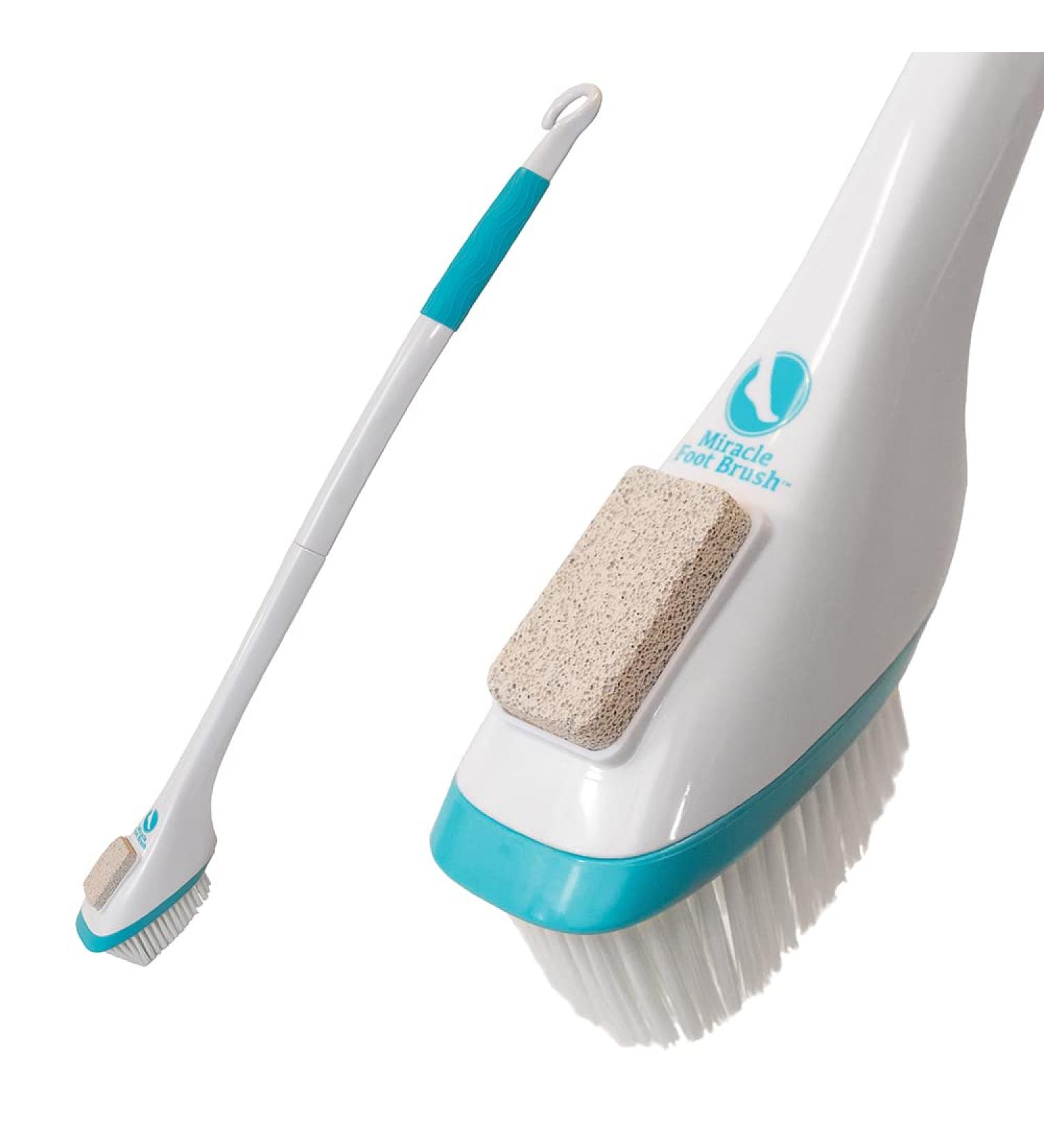 TOE094 Miracle Foot Brush with Pumice Stone - White - 30 Inch - Pack of 1 - Buy Online on SooperMarket.com