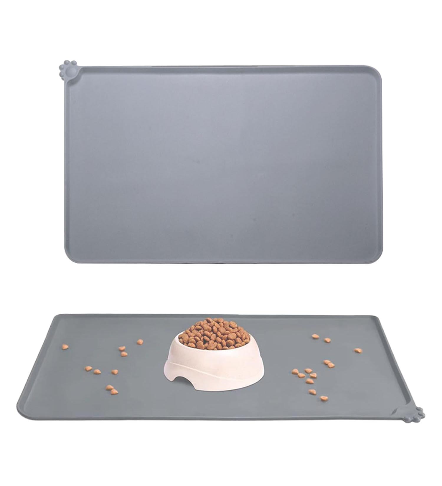 1pcs Gray Pet Feeding Mat (48cm*30cm) Silicone Cat and Dog Feeding Mat Pet Food Mat Pet Bowl Placement Tray Non-slip and Waterproof Suitable for Dogs and Cats - Buy Online on SooperMarket.com