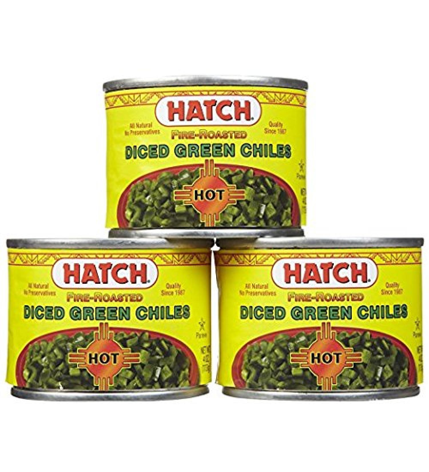 Hatch Hot Diced Green Chiles 4 Oz - Pack of 3 | Spicy & Tangy Flavor | 12 Oz Total - Buy Online on SooperMarket.com
