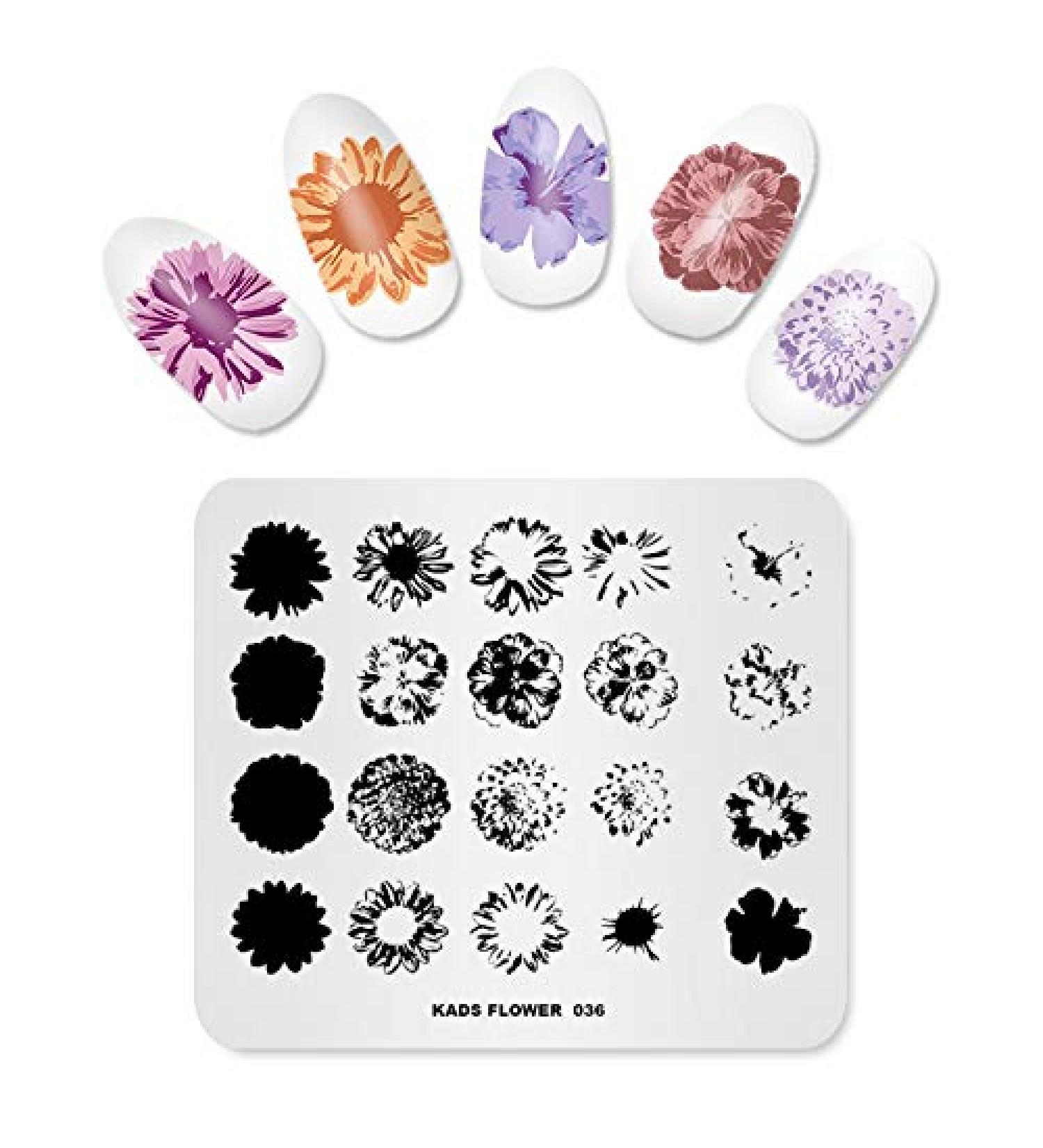 Nagel Flower Pattern Watercolor Nail Art Stamps - DIY Manicure Decor FL036 - Buy Online on SooperMarket.com