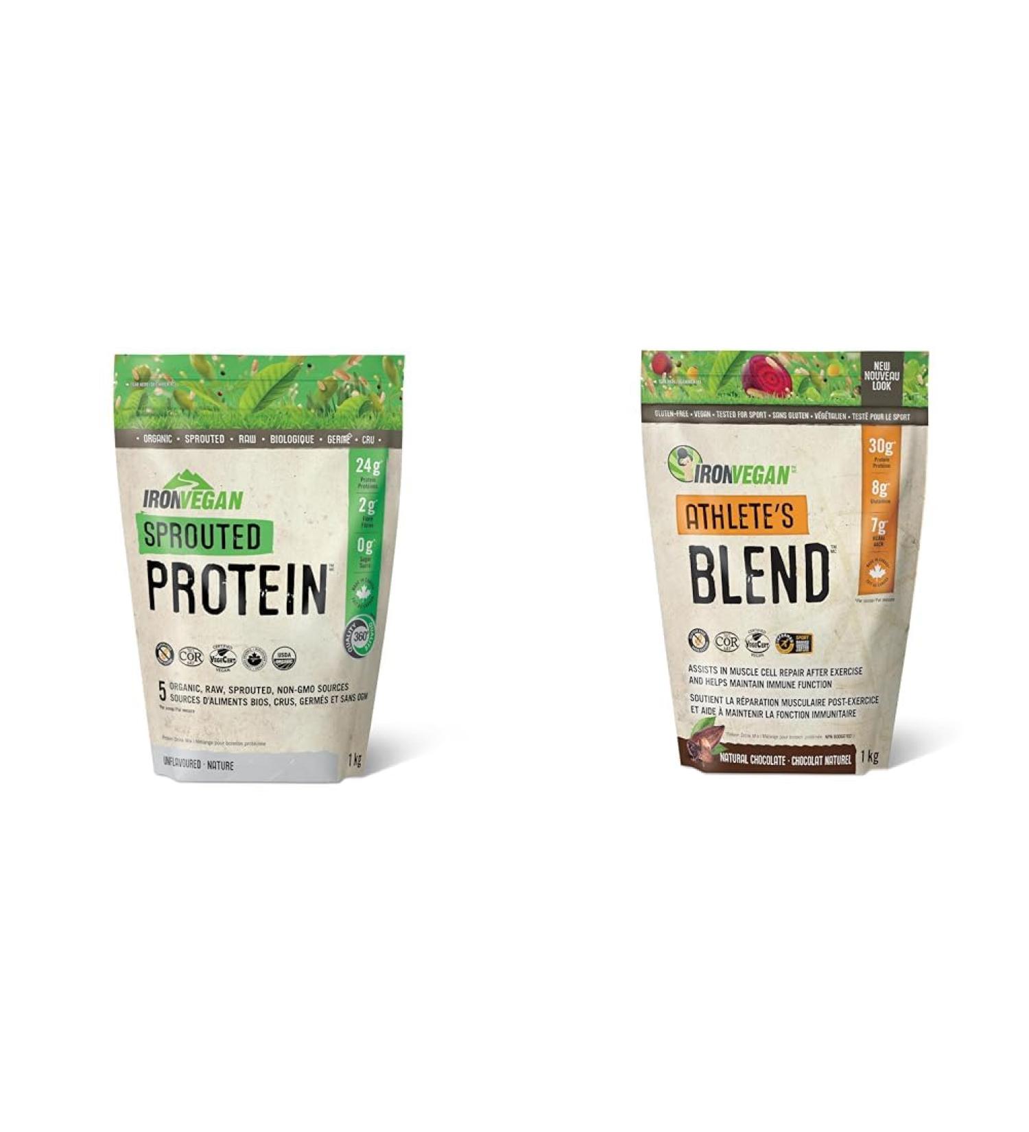 Sprouted Protein Unflavoured 1kg | Vegan plant-based organic gluten-free Beige & Athlete's Blend Protein Powder Chocolate Flavour 1 kg - Buy Online on SooperMarket.com