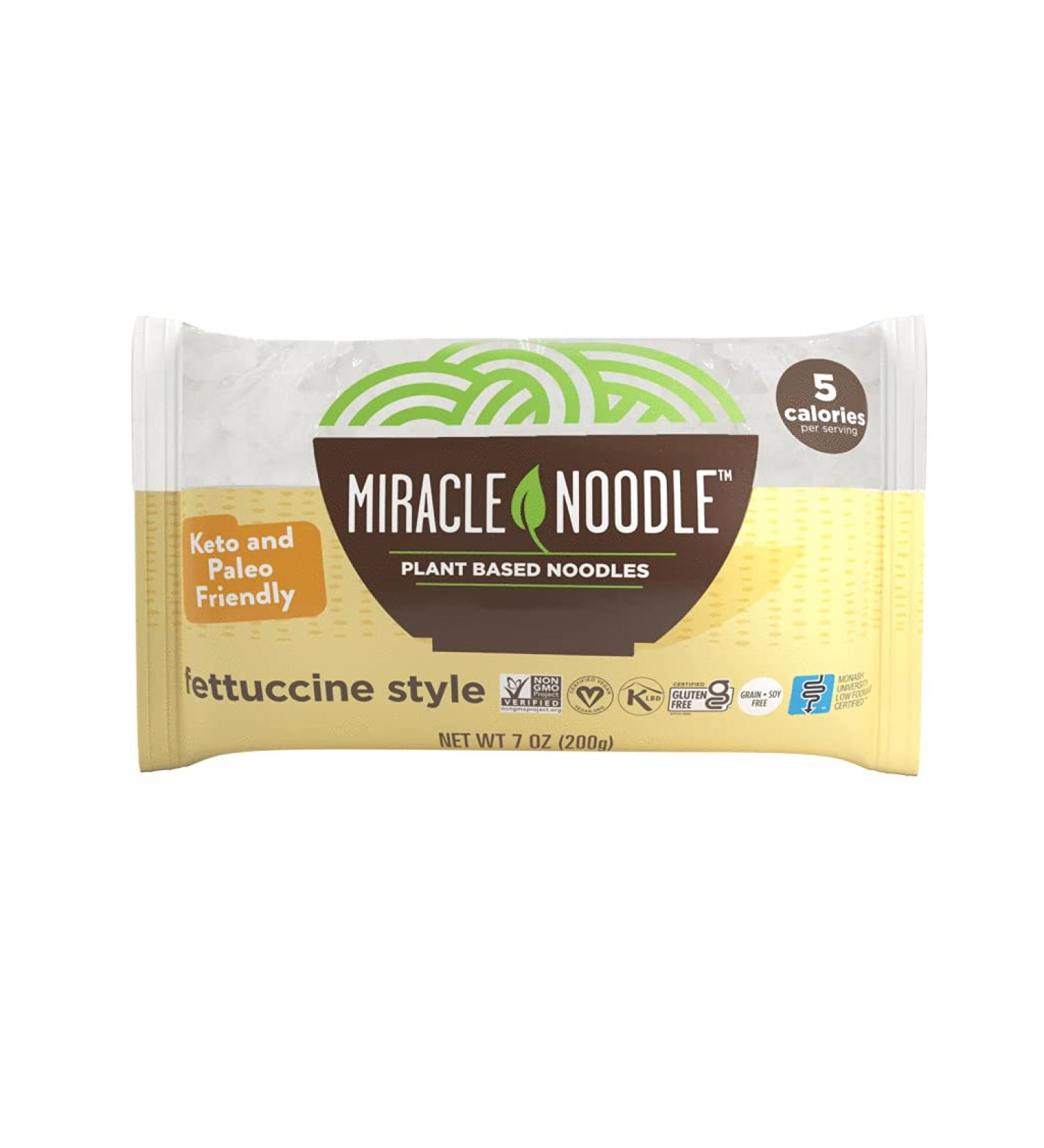 Miracle Noodle Fettuccine Pasta - Plant Based Shirataki Noodles | Keto, Vegan, Gluten-Free | Low Carb, Paleo, Kosher | 0 Calories, Soy Free, Non-GMO | 7 oz (Pack of 6) - Buy Online on SooperMarket.com