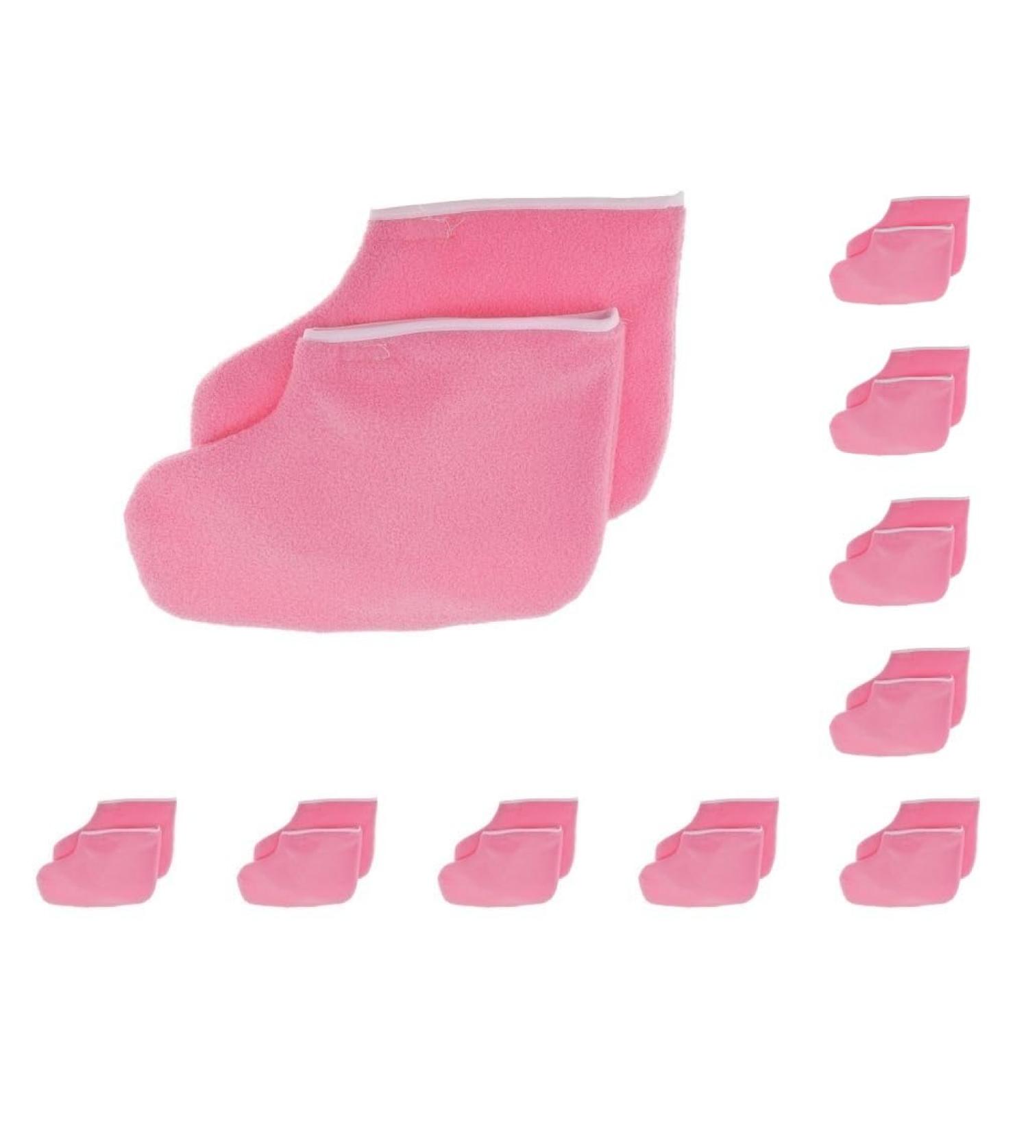 10 Set of Professional Paraffin Wax Therapy Terry Cloth Booties for Feet Spa Pedicure 10 Set of (Pink) - Buy Online on SooperMarket.com