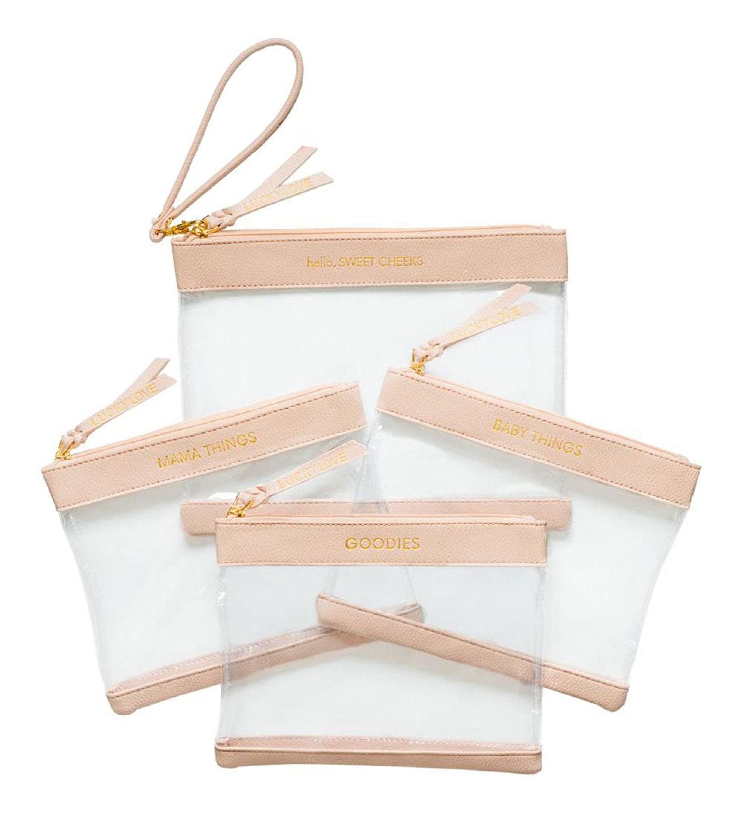 Diaper Bag Organizing Pouches Set with Diaper Clutch & Wet Bag (Blush/Clear) - Buy Online on SooperMarket.com
