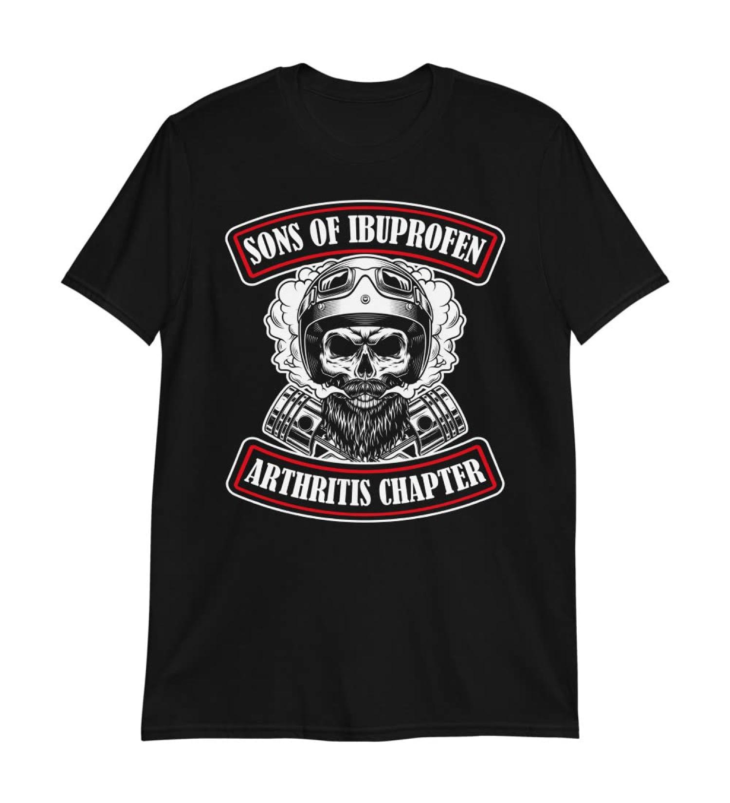 Sons with Arthritis Ibuprofen Chapter Sons of Ibuprofen Arthritis Chapter Funny Biker Skull Motorcycle Short-Sleeve Unisex T-Shirt S Black