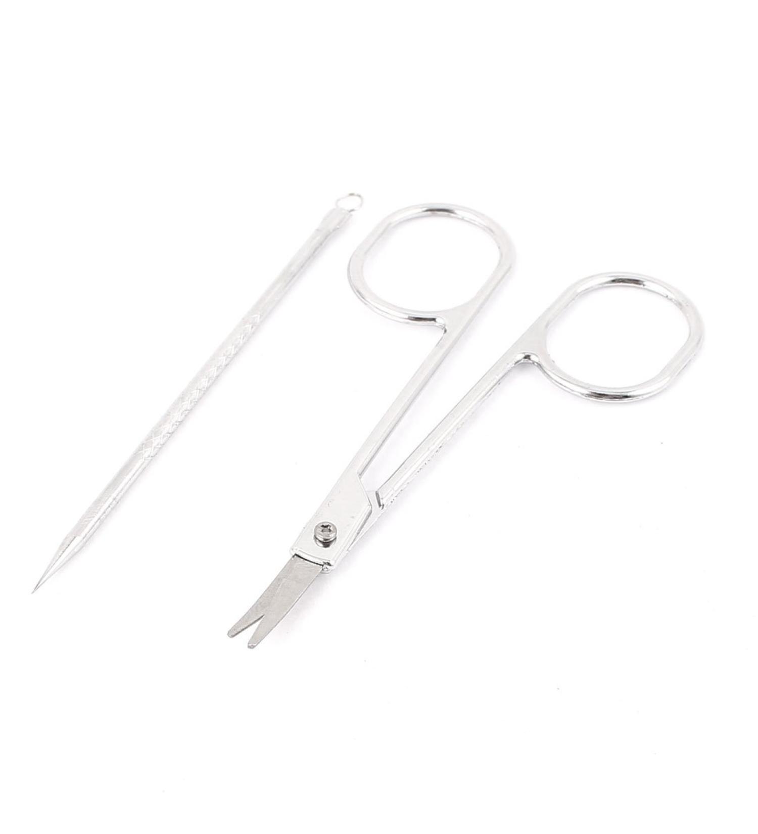 Ruilogod Acne Pimple Blemish Extractor Remover pin w Eyebrow Scissors Cutter