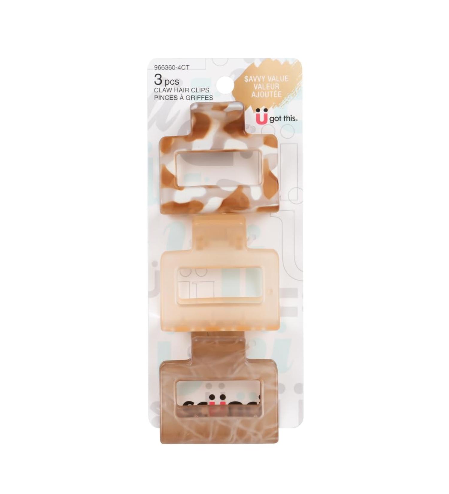 3 PK RESIN SQUARE CLAW CLIPS