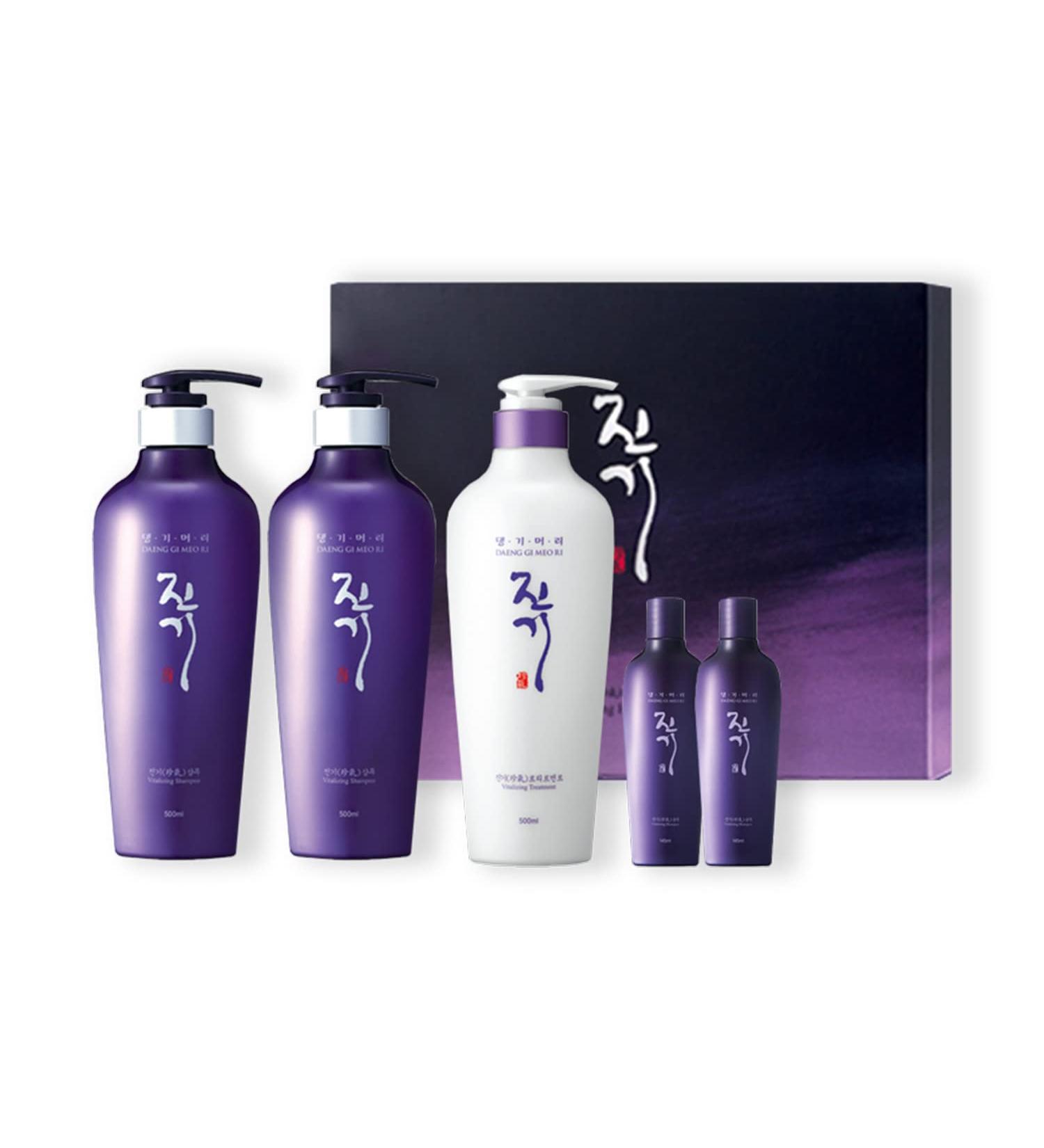 Daeng Gi Meo Ri Jin Gi Vitalizing Set | Nourishing Korean Herbal Hair Care - Shampoo & Treatment for Smooth Shiny Frizz-Free Hair - 100% Domestic Oriental Herb - Buy Online on SooperMarket.com