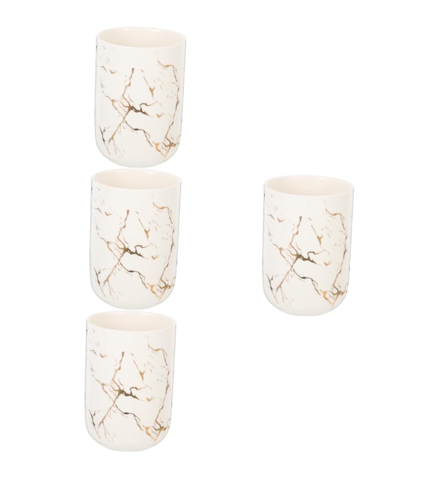 Warmhm 4 Cups Worktop Organizer - Versatile Bathroom Glass Holder & Ceramic Brush Stand - Portable Set of 4 (11x7.7x7.7cm) - Buy Online on SooperMarket.com
