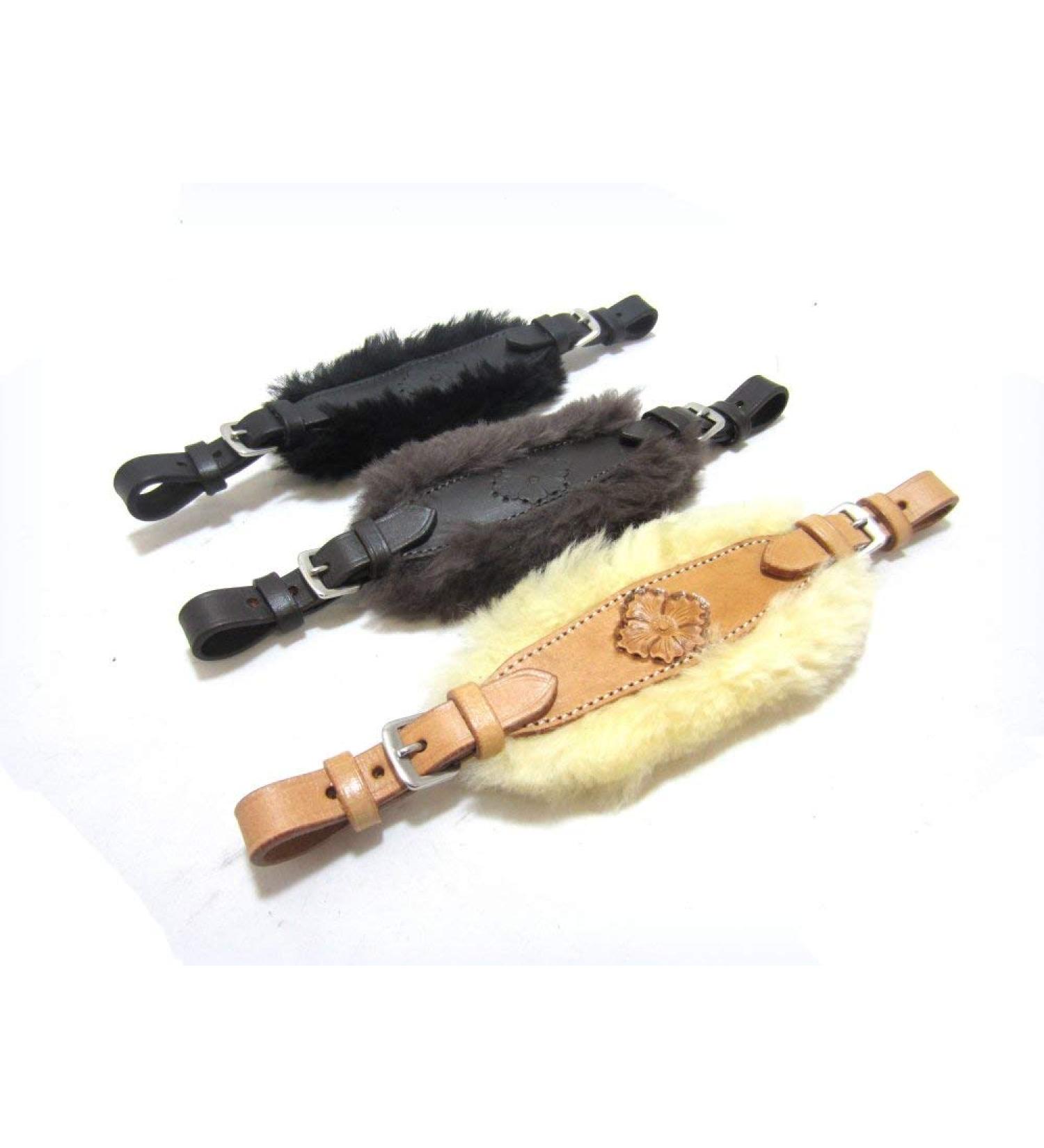 Buy PS Horse Articles - Sheepskin Padded Flower Noseband in Brown | International Shipping Available - Buy Online on SooperMarket.com