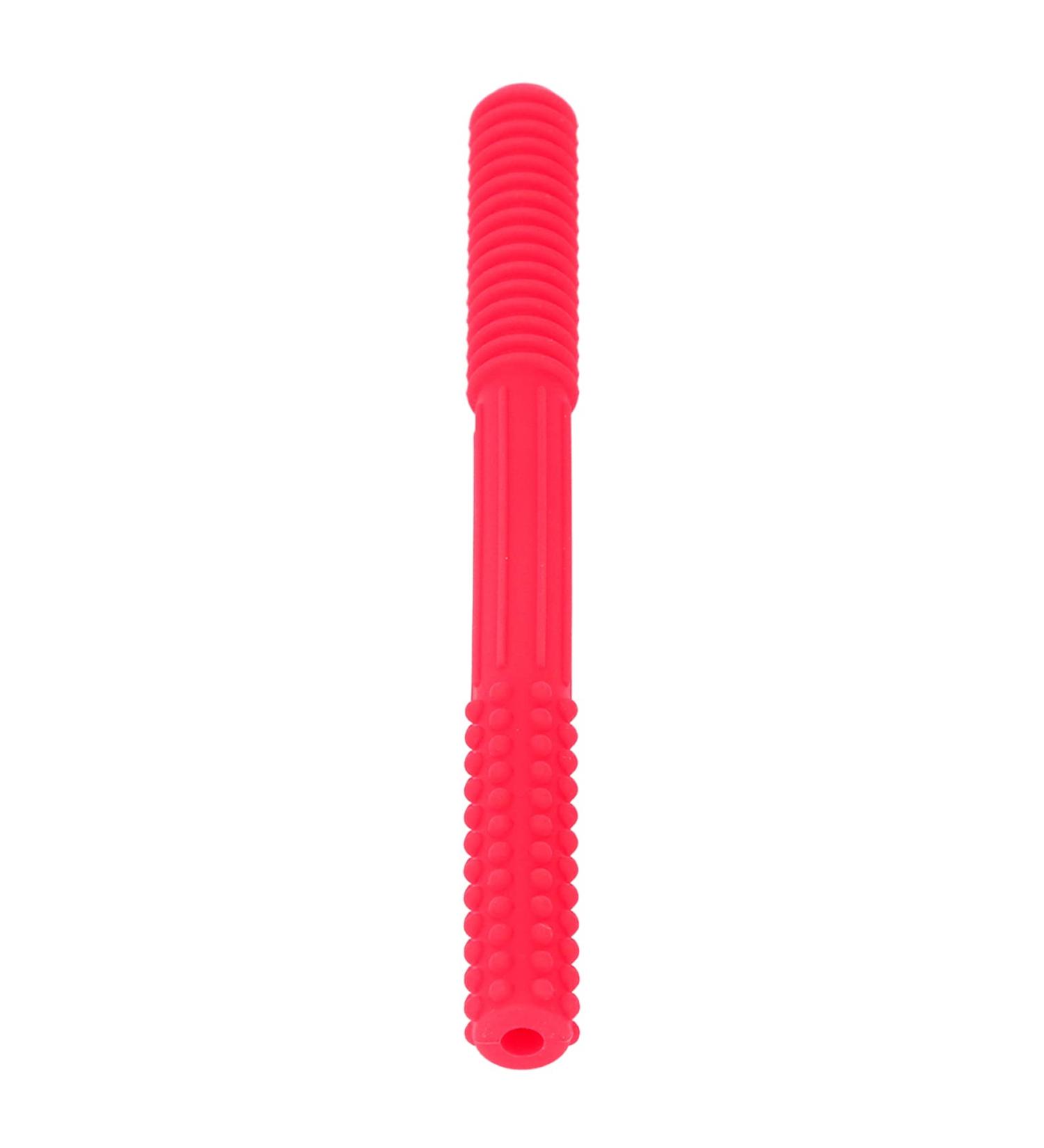 Hollow Silicone Teething Tube in Red - Safe, Textured, and Flexible for Baby's Teething Relief at Home - Buy Online on SooperMarket.com
