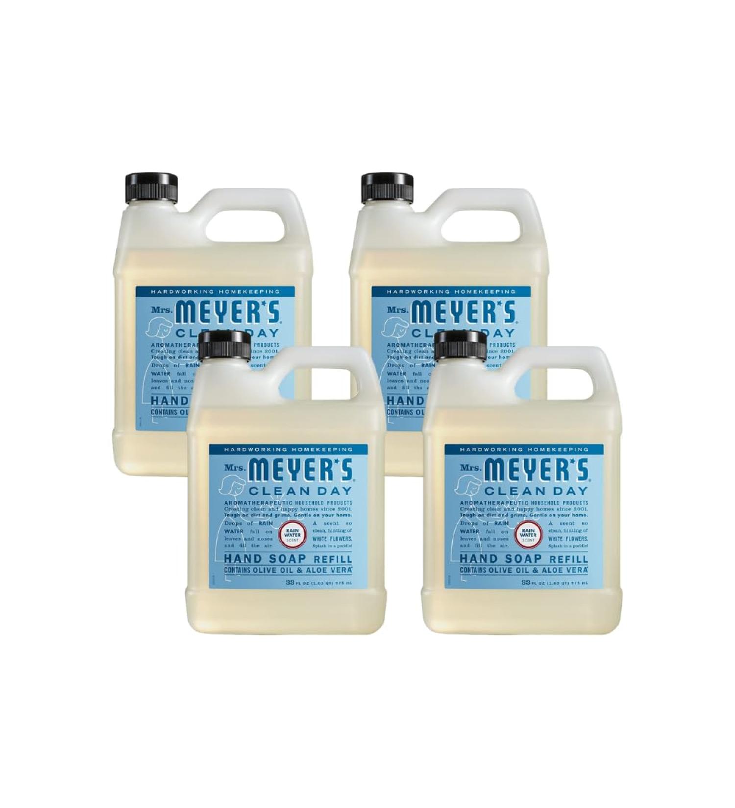 Mrs. Meyer's Clean Day Hand Soap Refill Rain Water Scent - 33 Fl Oz (Pack of 4) | Eco-Friendly Aromatic & International Shipping Available - Buy Online on SooperMarket.com