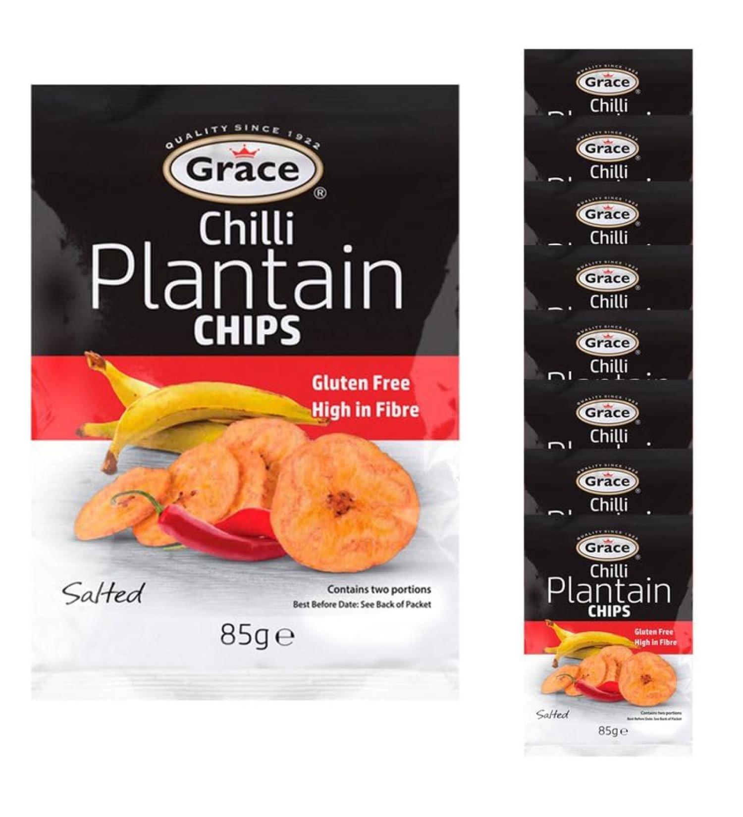 9 x 85g Chilli Spicy Plantain Chips Banana Crisps Natural Lunch Snack Gluten Free