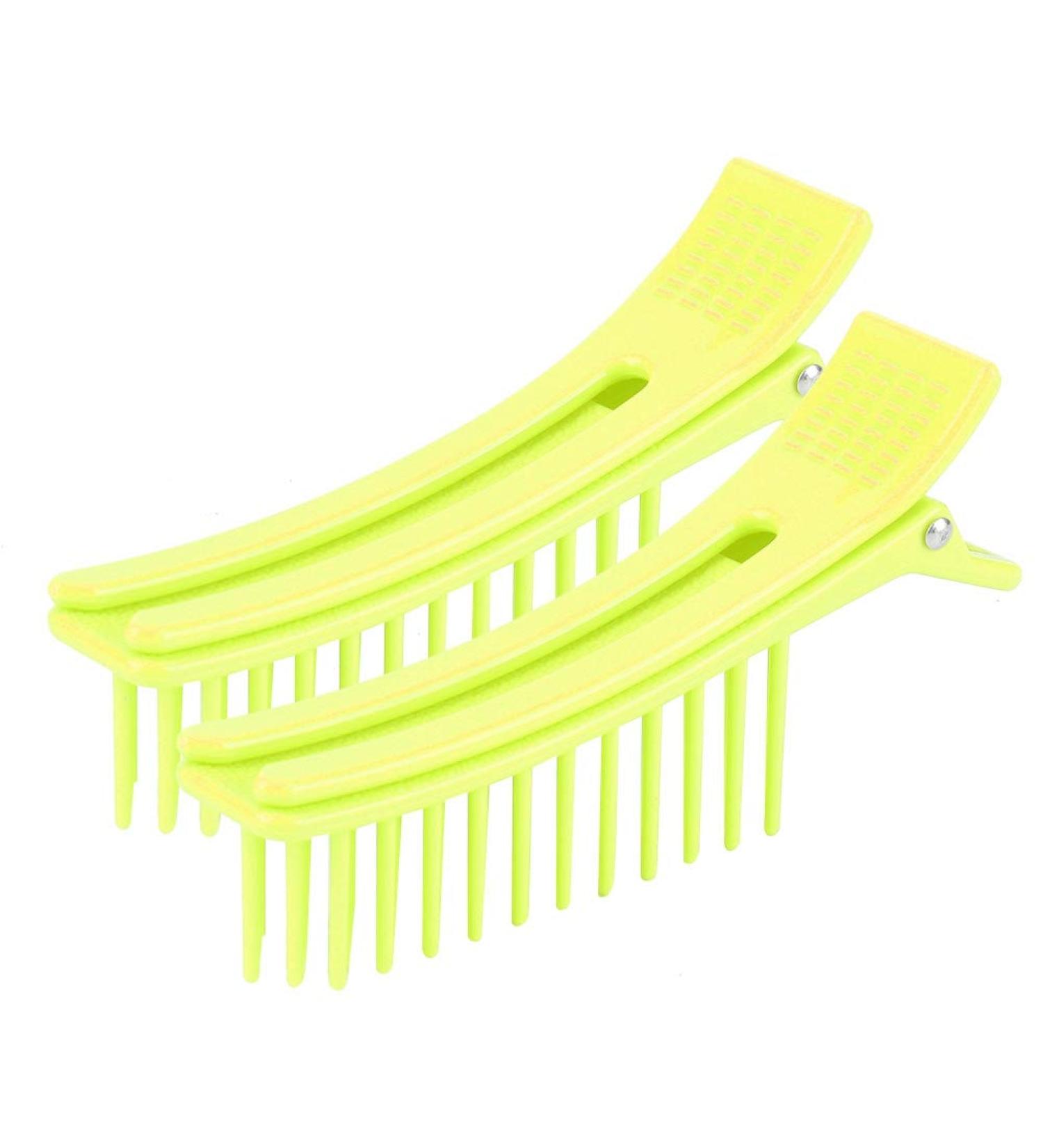 2pcs Hair Styling Clips - Non-slip Matte Handle, ABS Splint, Fluorescent Green - Buy Online on SooperMarket.com