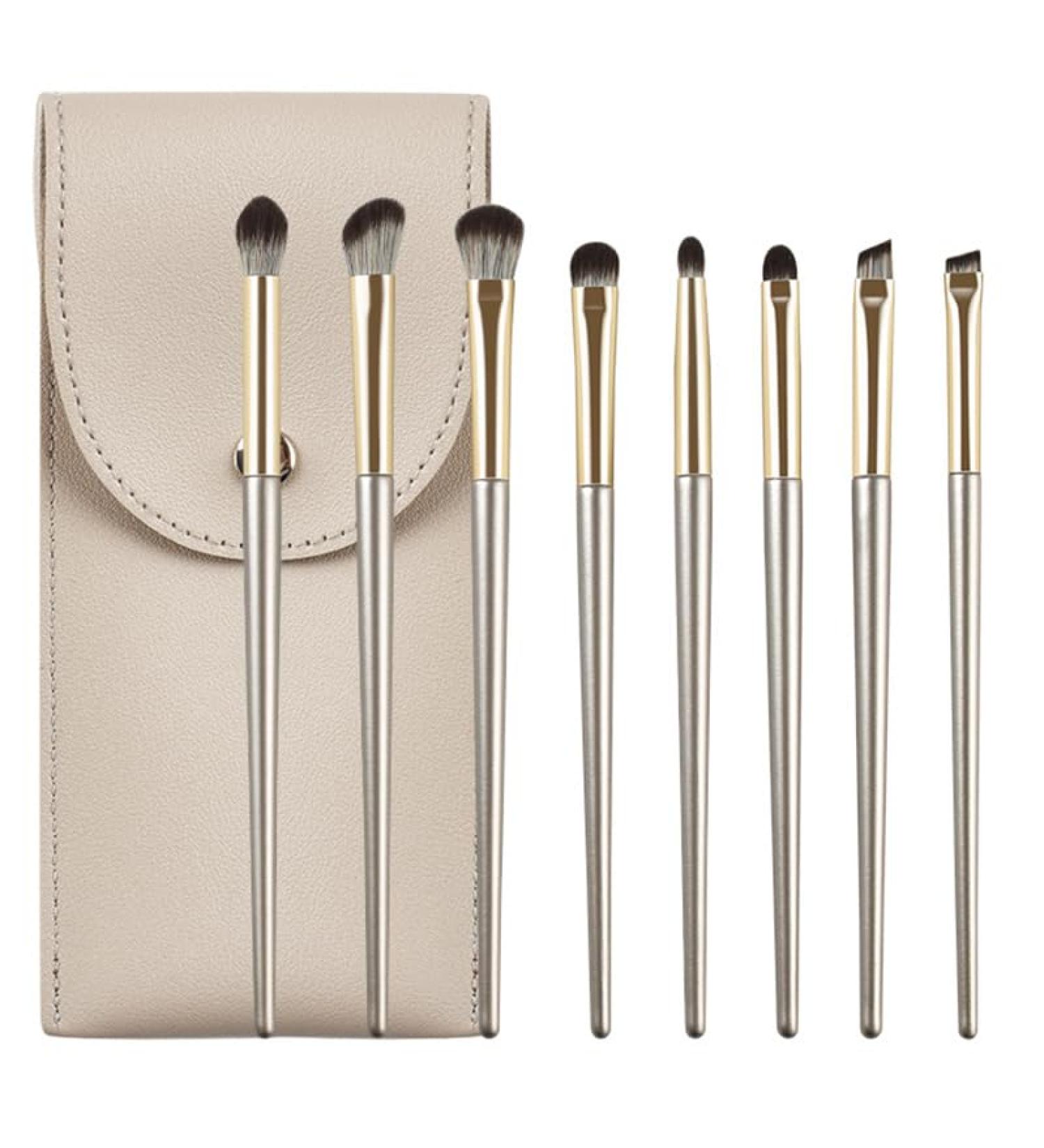 Yoezuo Make Up Brush Set 8 Pieces Eyeshadow Brush Set with PU Bag Eye Brush Makeup Brush Foundation Brush Cosmetic Brush for Eyeshadow Eyebrow Eyeliner Blending (Gold) - Buy Online on SooperMarket.com