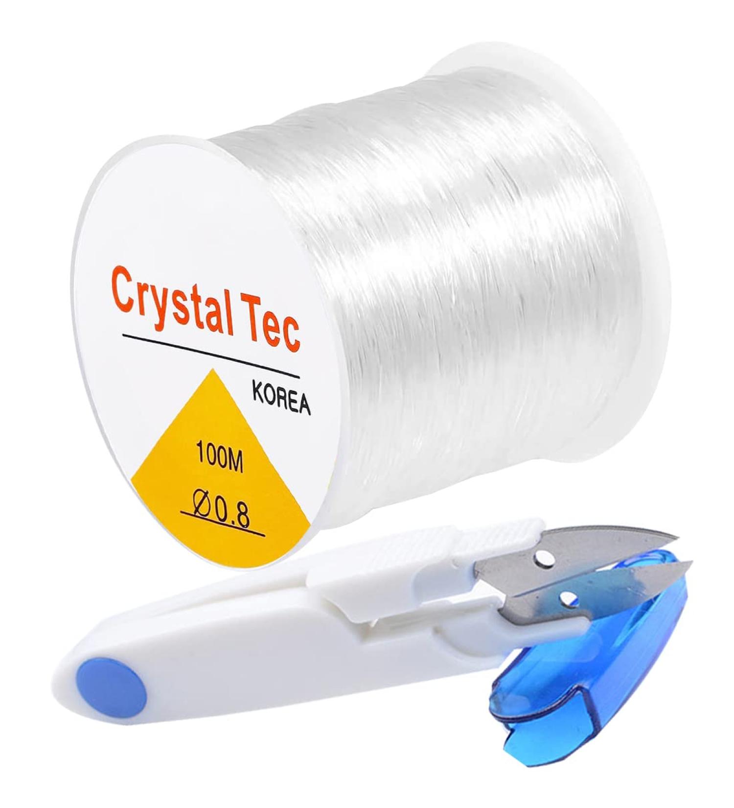 QBJAYTY 0.8mm Clear Elastic Bracelet String for Clay Beads - 100M Stretchy Cord for Jewelry Making - White - Buy Online on SooperMarket.com