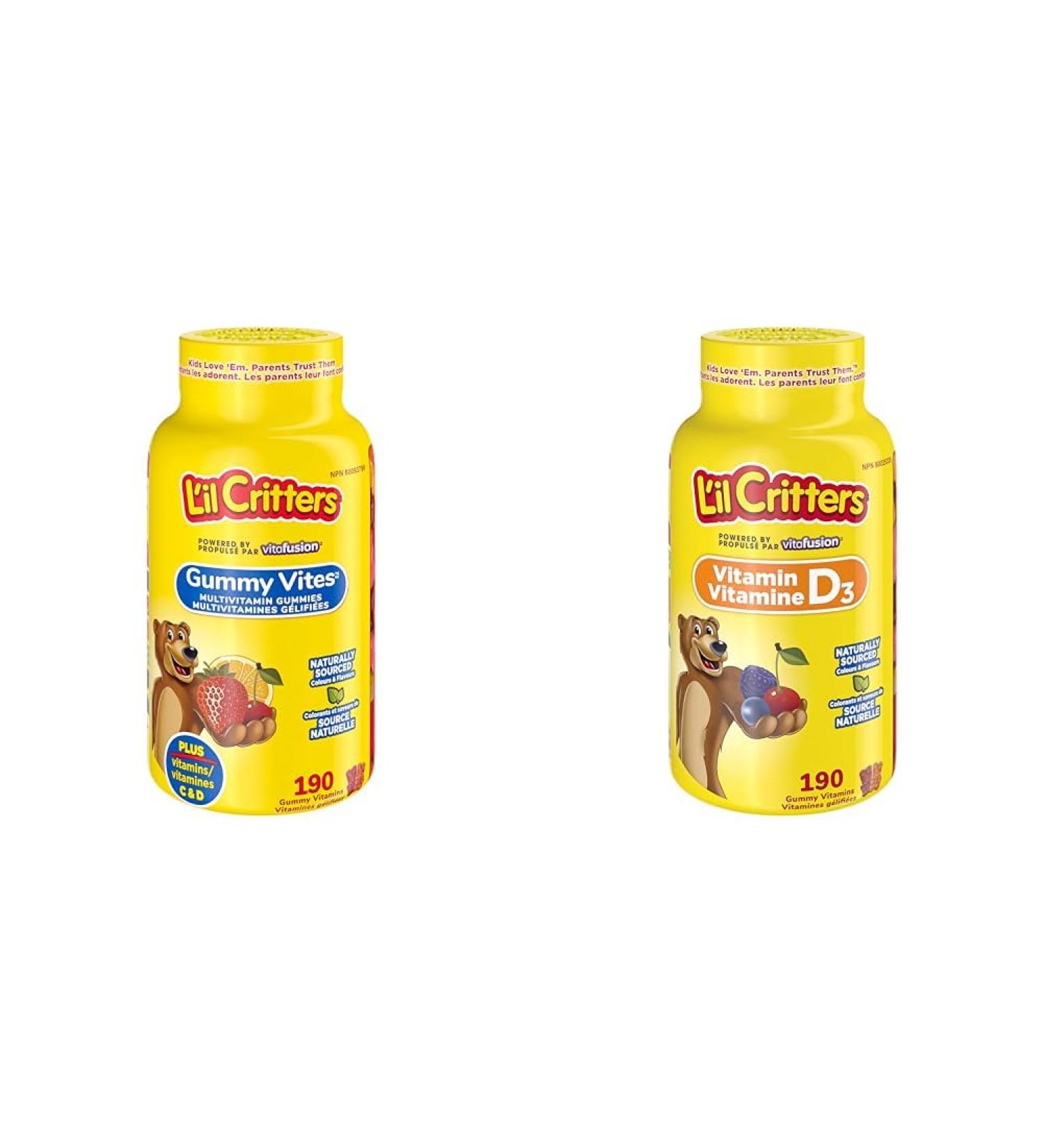 L'il Critters GummyVites Kids Complete Multivitamin Gummies 11 Essential Nutrients & Kids Vitamin D3 Gummies 800 IU Vit D3 Daily Dose Supports Bone Health* Naturally Sourced Flavors - Buy Online on SooperMarket.com
