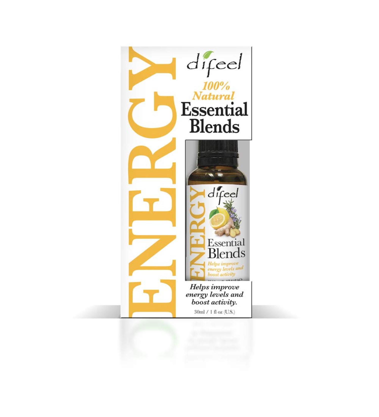 Difeel 100% Natural Essential Oil Blends - Energy 1 oz | Boost Vitality & Wellness - International Shipping Available - Buy Online on SooperMarket.com