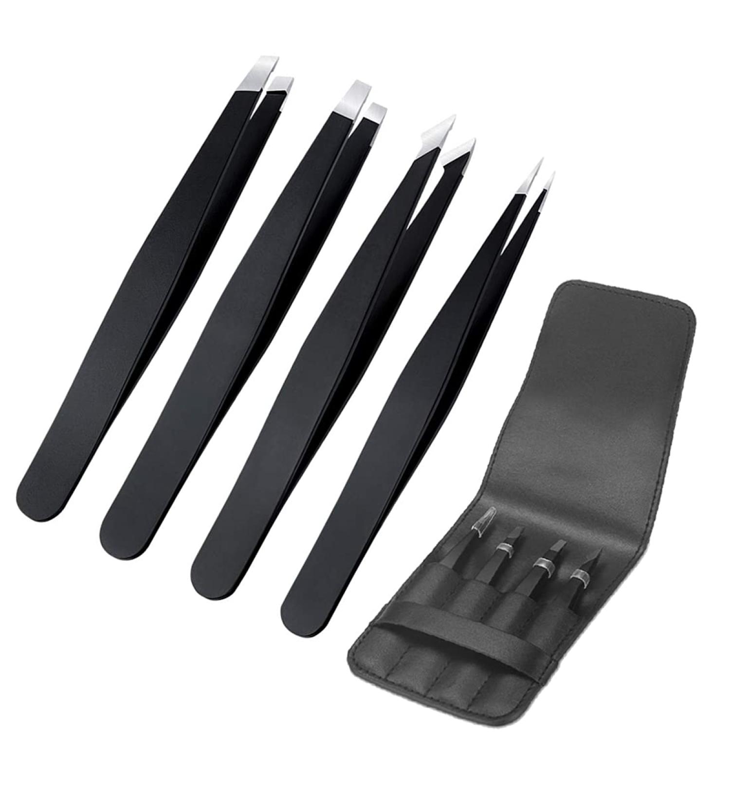 Stainless Steel Eyebrow Tweezer Set - Precision Tool for Facial Hair, Ingrown Hair, Blackheads & Tick Removal - Buy Online on SooperMarket.com