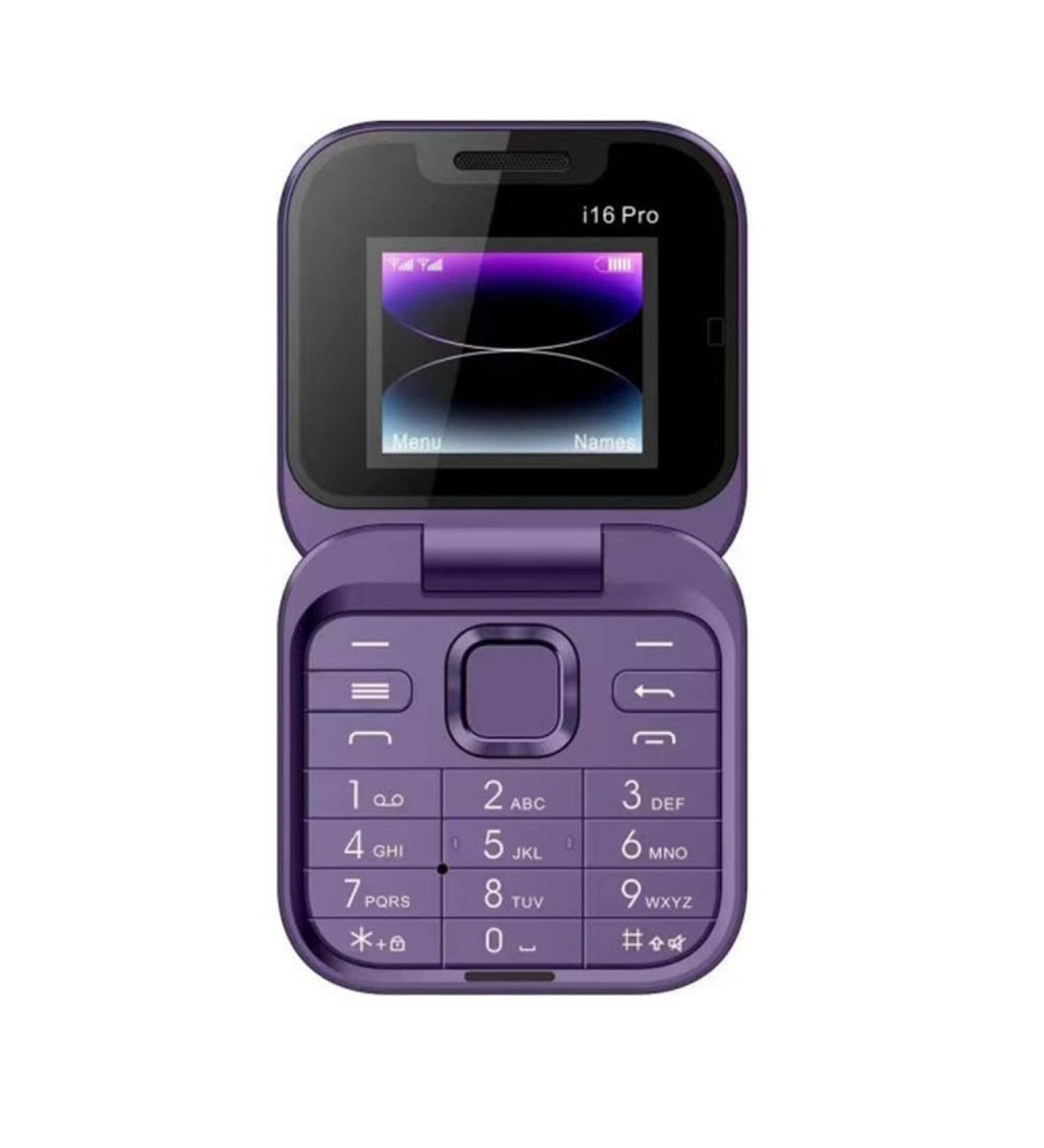 JHIALG Mini Flip Mobile Phone - FM Radio Voice Blacklist Vibration 2SIM for Elderly - Compact Foldable Design in Purple - Buy Online on SooperMarket.com