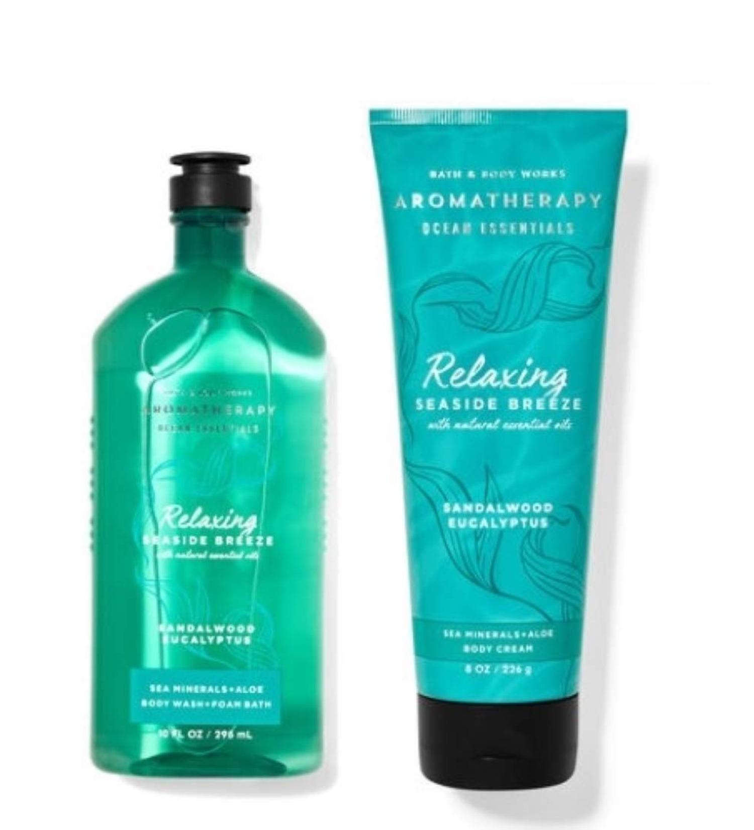 Bath and Body Works Aromatherapy Ocean Essentials Sandalwood Eucalyptus Duo - Body Cream and Wash - Buy Online on SooperMarket.com