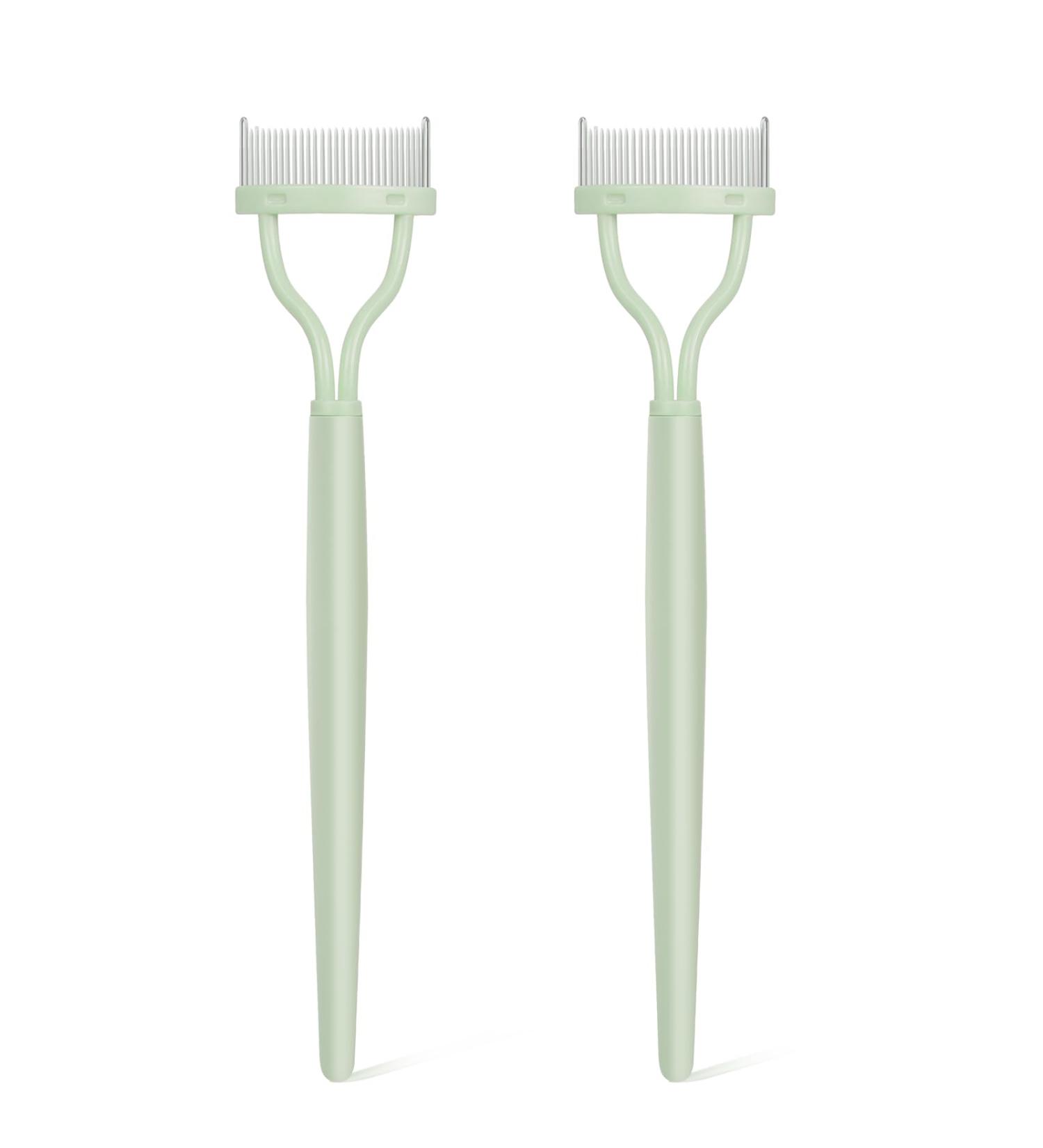 Eyelash Comb Eyelash Curler Makeup Mascara Applicator Eyelash Definer Eyebrow Brush Metal Teeth Eye Lash Tool LSSZ-E Light Green 12 - Buy Online on SooperMarket.com
