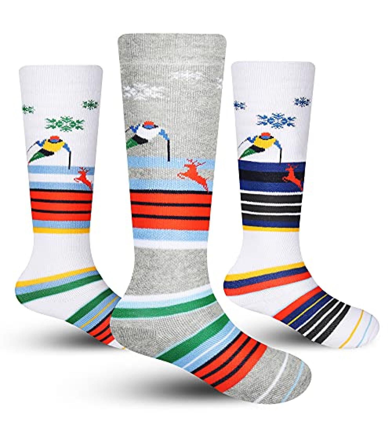 DKM Kids Ski Socks - Winter Warm 3 Pack for Boys and Girls, Skiing, Snowboarding, Skating - Christmas & New Years Gift (Gray/Green/Blue) - Buy Online on SooperMarket.com