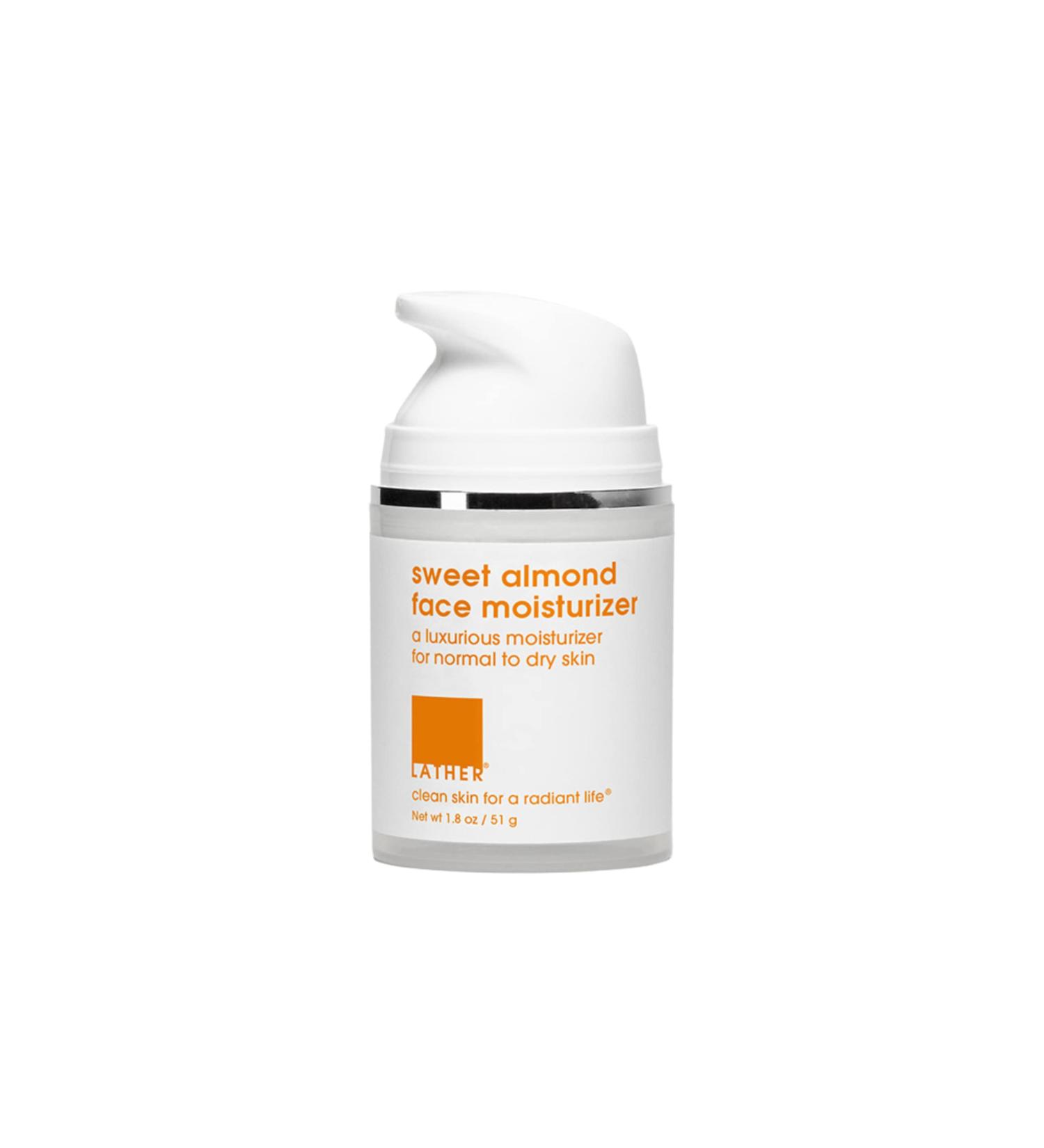 LATHER Sweet Almond Face Moisturizer - Hydrating Lotion for All Skin Types - Gentle Light Formula for Men & Women - 2 Fl Oz - Buy Online on SooperMarket.com