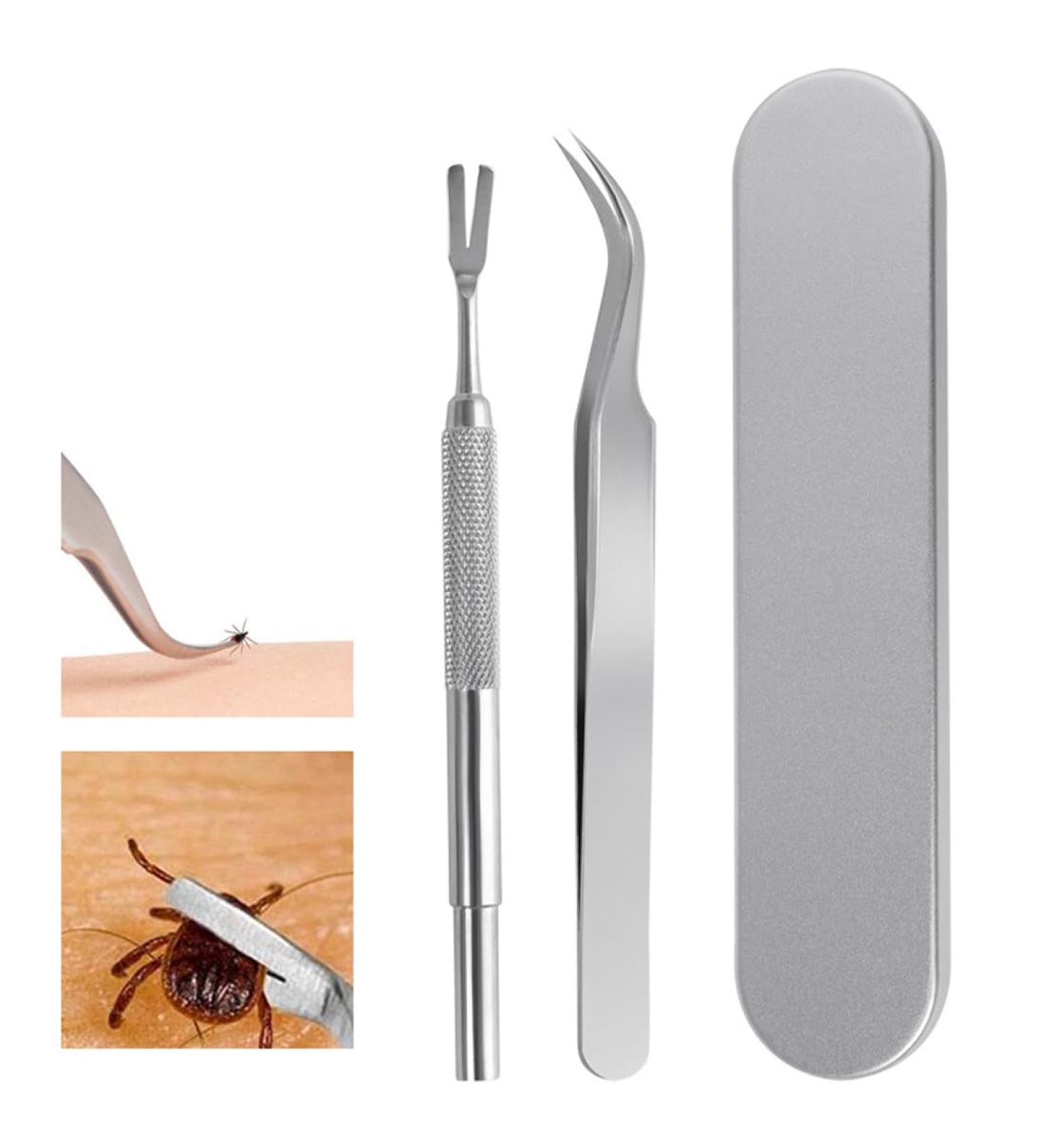 PAIDASHU Tick Remover Stainless Steel Tick Remover Tick Removal Tool for Dogs Cats Horses Tick Hook Kit Included Removal Tweezers+ Tick Shovel+ Iron Box - Buy Online on SooperMarket.com