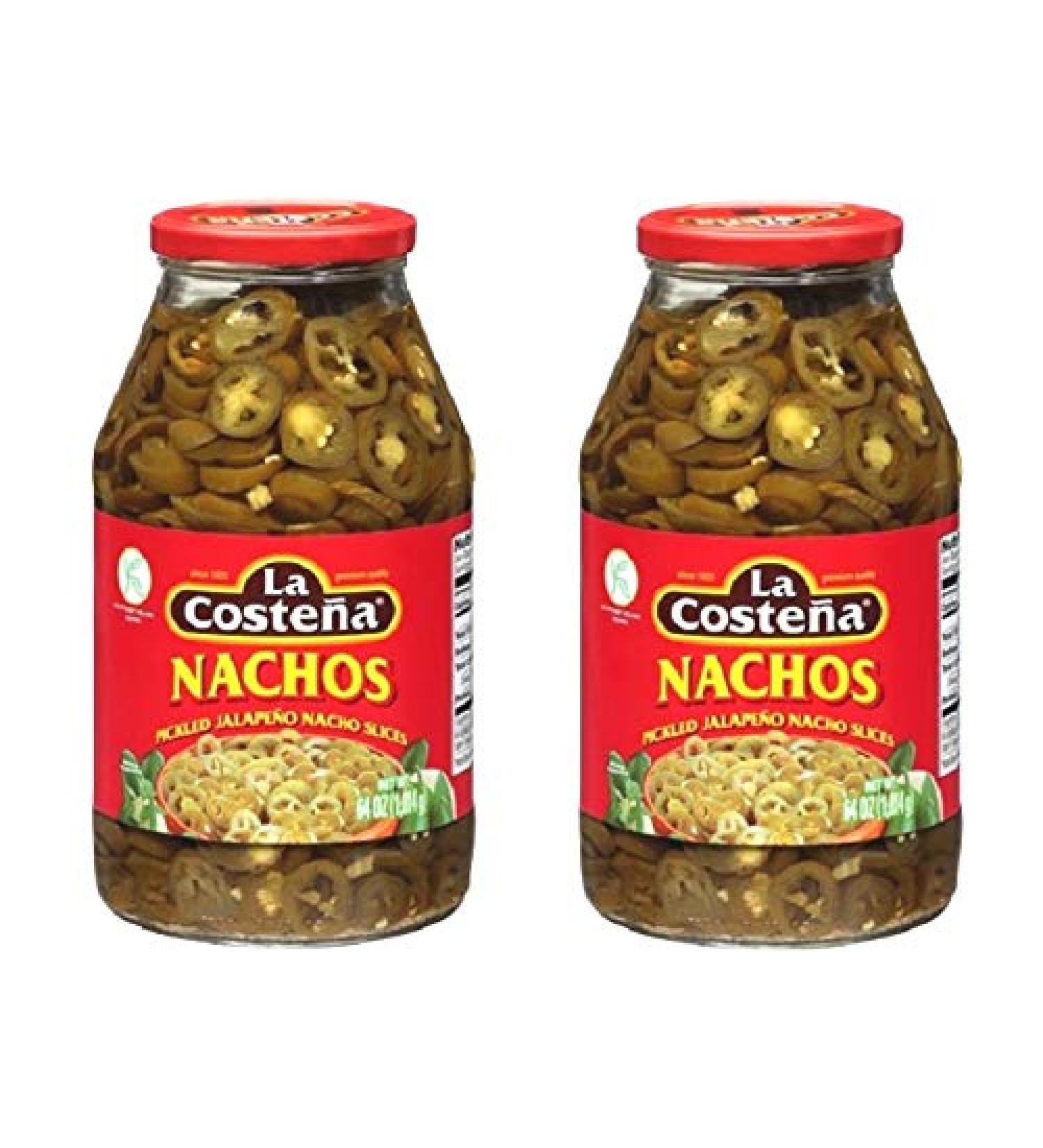 Nachos Jalapeno Peppers Sliced 64 fl Oz/4 lb. Kosher, Spicy- PK of 2 Glass Jars 8 Pound (Pack of 1)