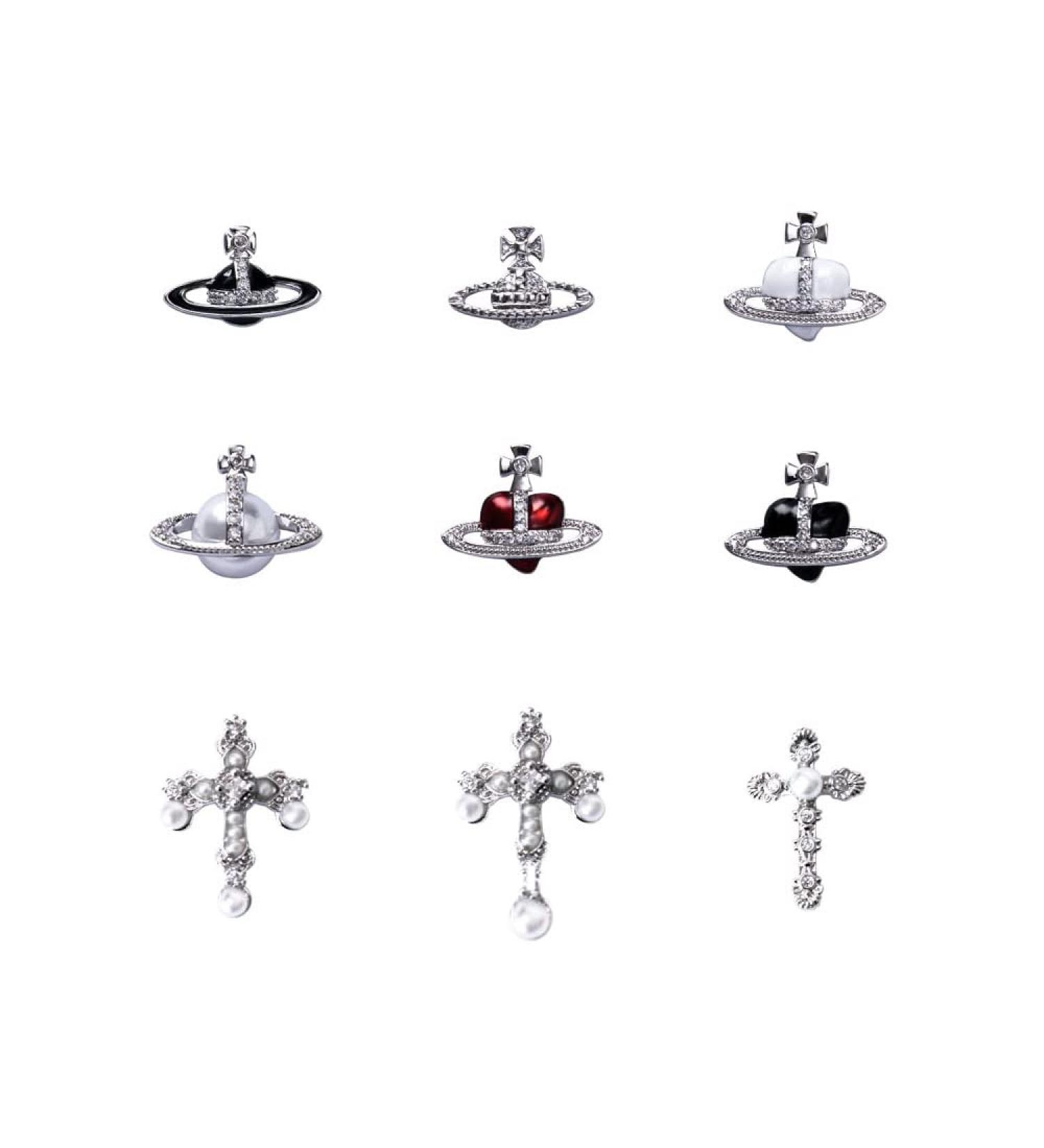 Y2K 3D Rhinestone Saturn Pearl Nail Gems - 9PCS Planet Nail Art Charms for DIY Nail Jewelry & Handcrafts - Buy Online on SooperMarket.com
