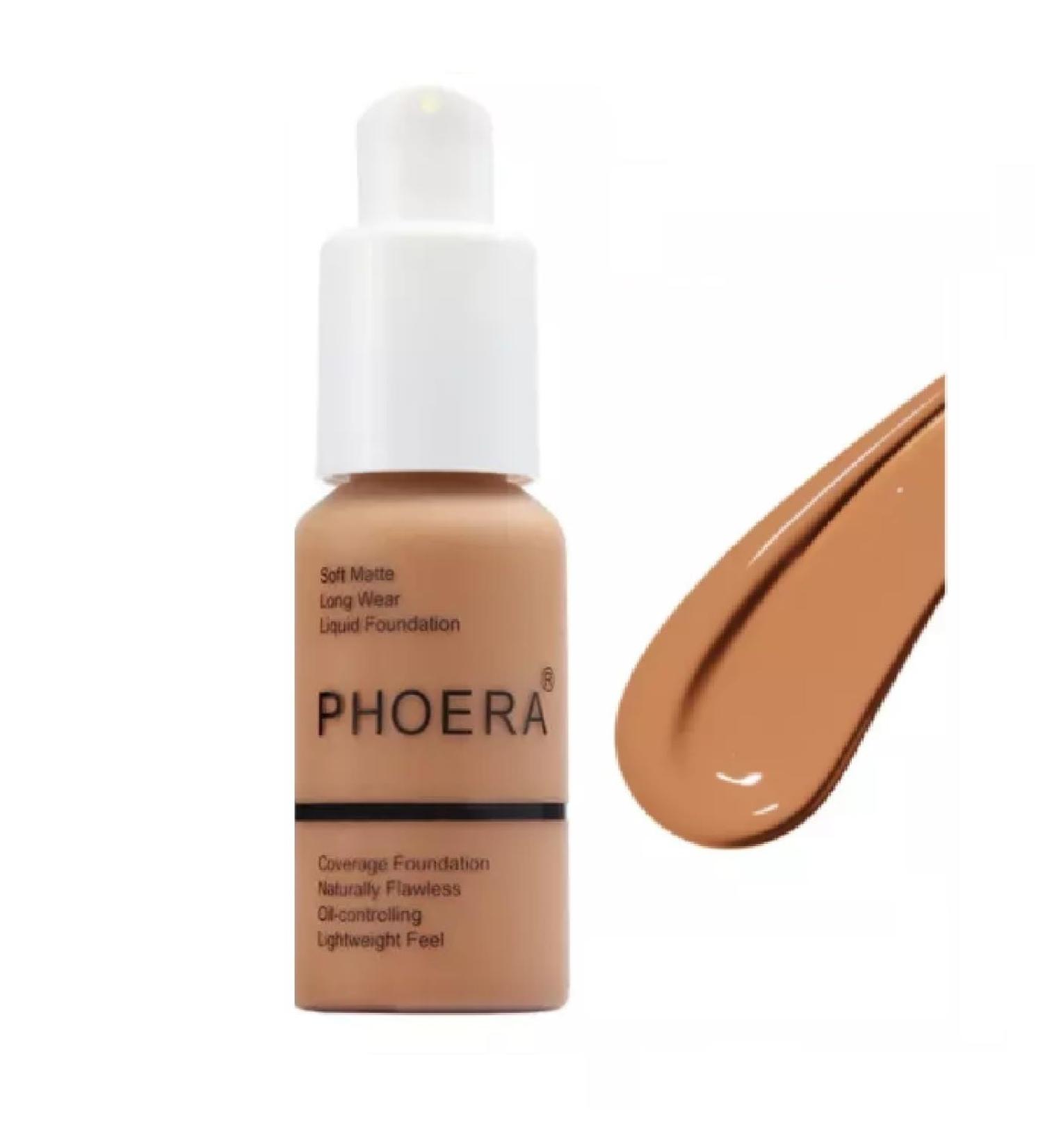 Phooera Fulll Coverage Liquid foundation Matte Finish Concealer Long wear 24hrs Oil Controlling Naturally Flawless Lightweigt Feel Buildable (108 TAN) - Buy Online on SooperMarket.com