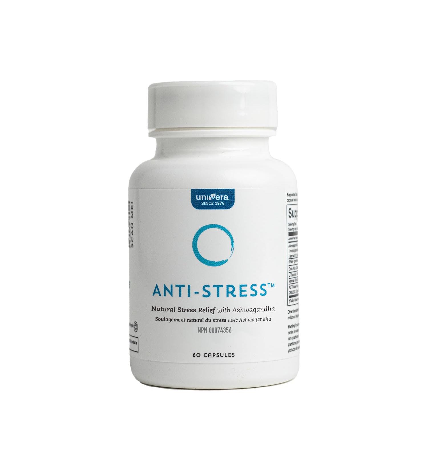 Univera Anti-Stress Supplement with Ashwagandha Gaba and L-Theanine - Natural Stress Relief & Anxiety Support - Enhance Mood Improve Sleep and Boost Focus - Non-GMO Vegan 60 Capsules - Buy Online on SooperMarket.com