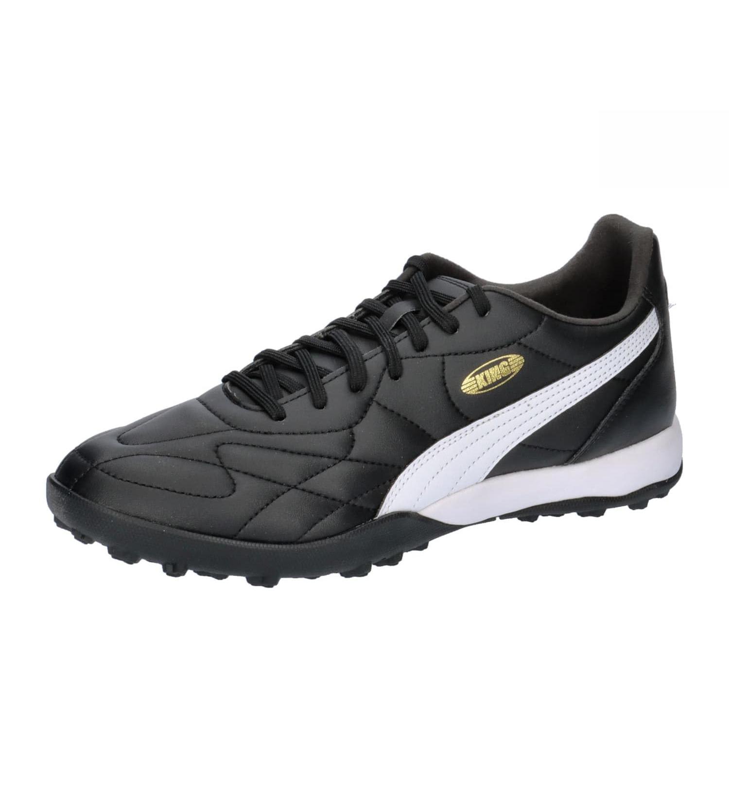 PUMA Men's King Top TT Football Boots - 44 EU | Black White & Gold | International Shipping Available - Buy Online on SooperMarket.com