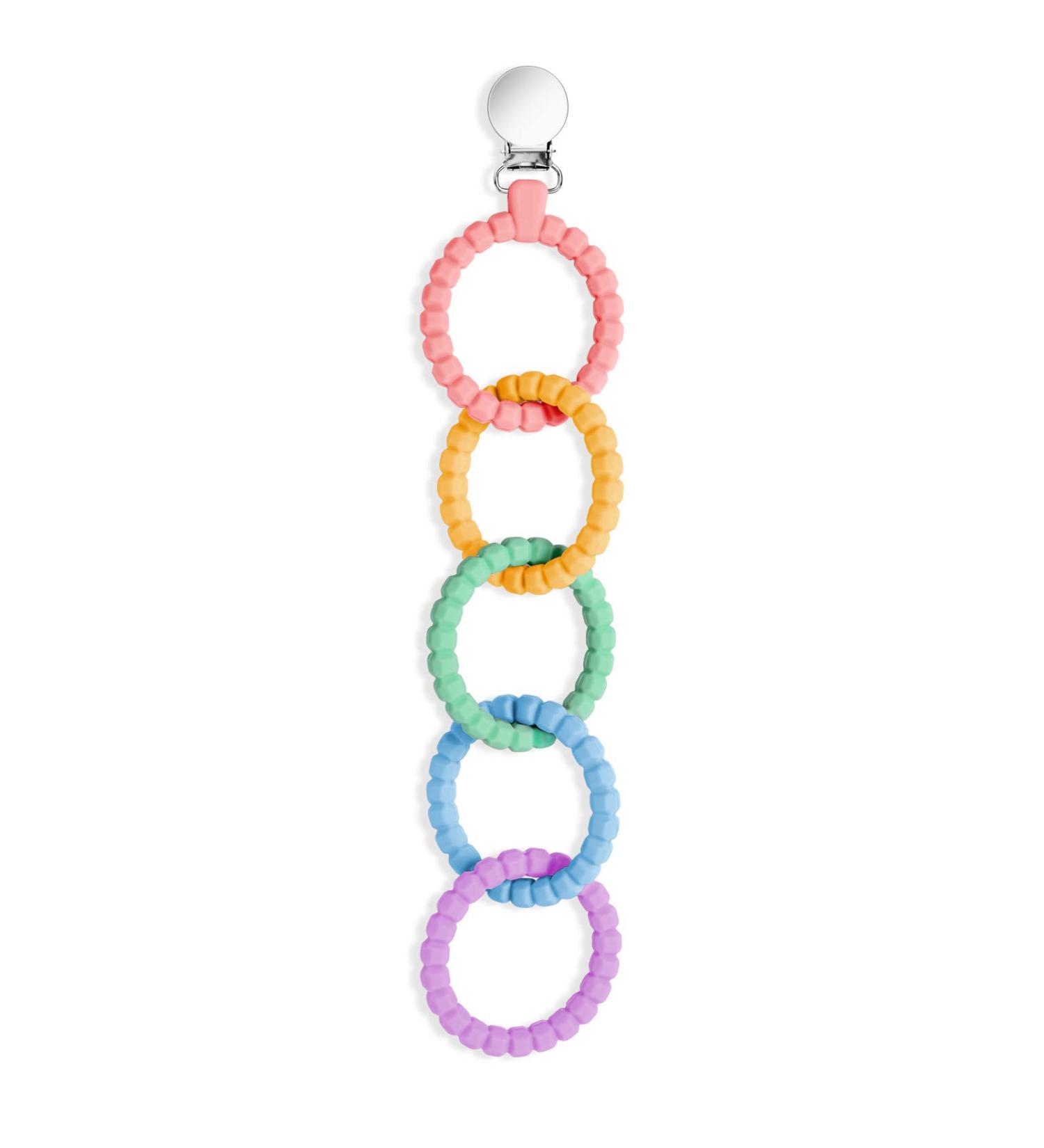 Vicloon Baby Teething Toy Set | Food Grade Silicone Teether Chew Toy for Babies 0-24 Months | Attachable Baby Teether Links in Pink Purple - Buy Online on SooperMarket.com