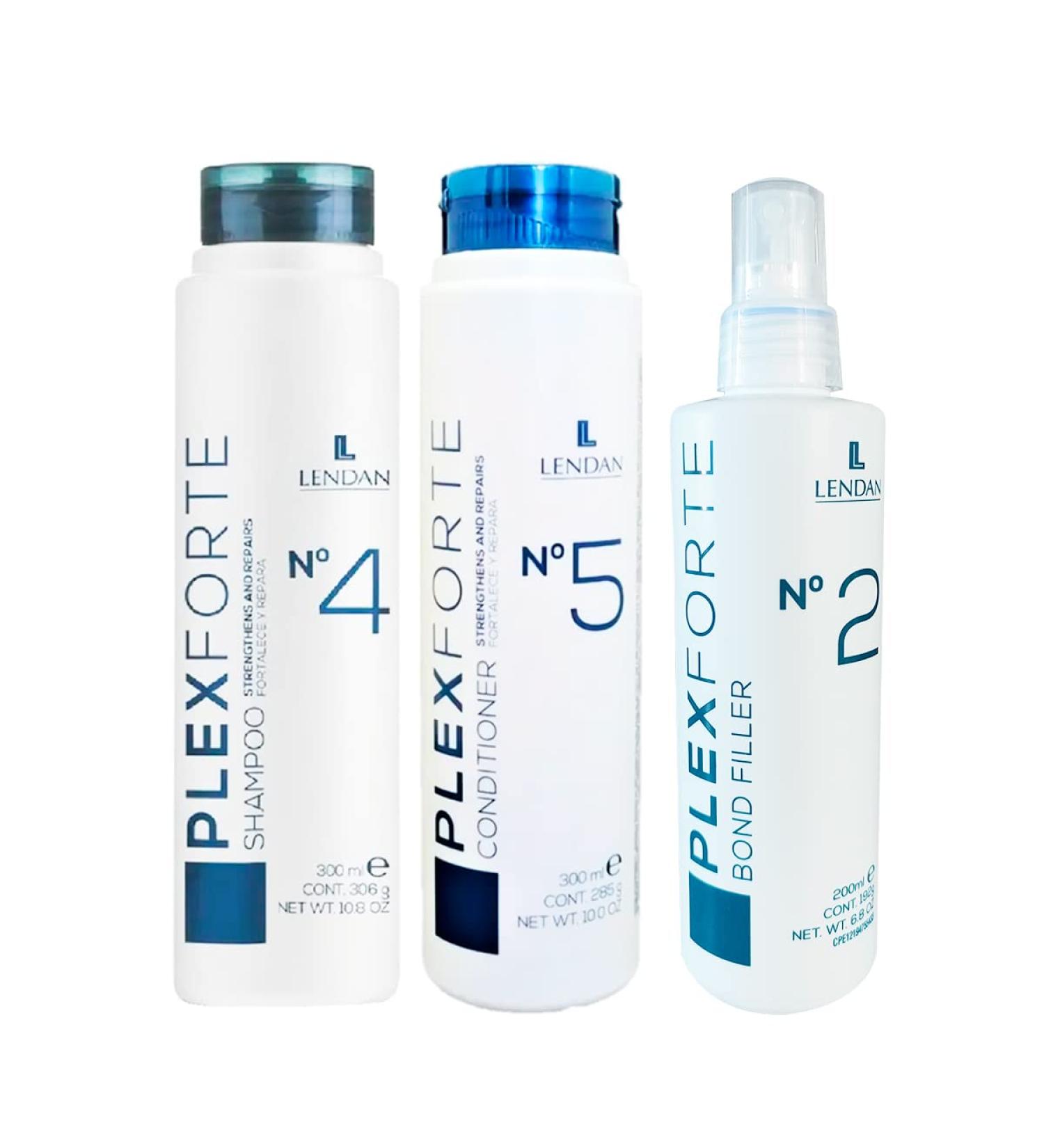 Lendan Plex Forte Shampoo Kit (300 ml) + Balm (300 ml) + Bond Filler (200 ml) Includes Gift Maritrini Meza 25.0 Ounce 3