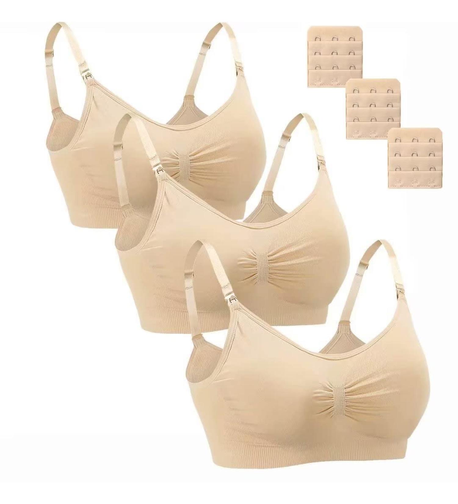 Dreamburn Maternity Nursing Bra XXL 3*Beige Style1 | Wireless Seamless Comfort | Adjustable Hooks & Removable Pads | Extenders Included - Buy Online on SooperMarket.com